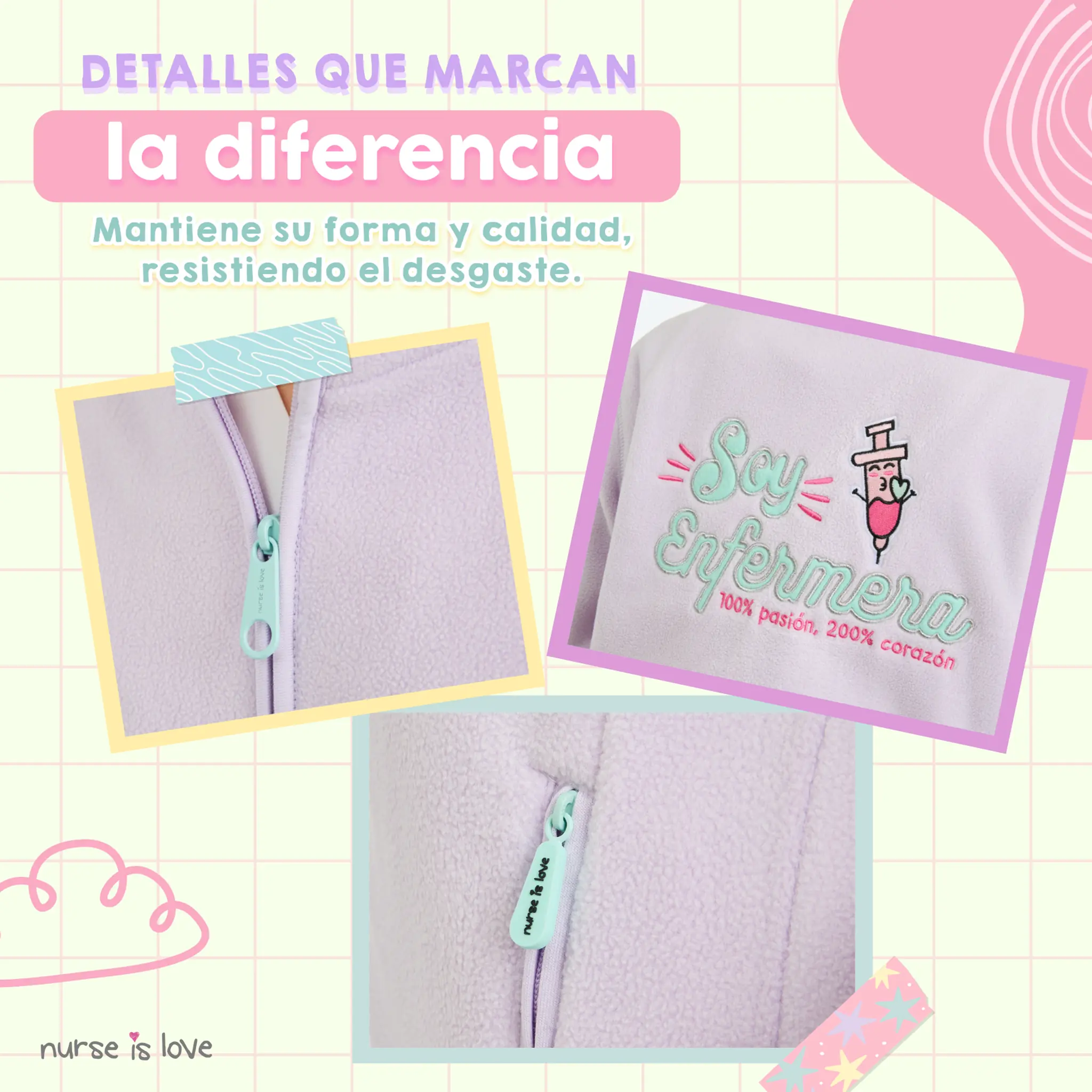 Chaqueta Polar Morada para Enfermeras