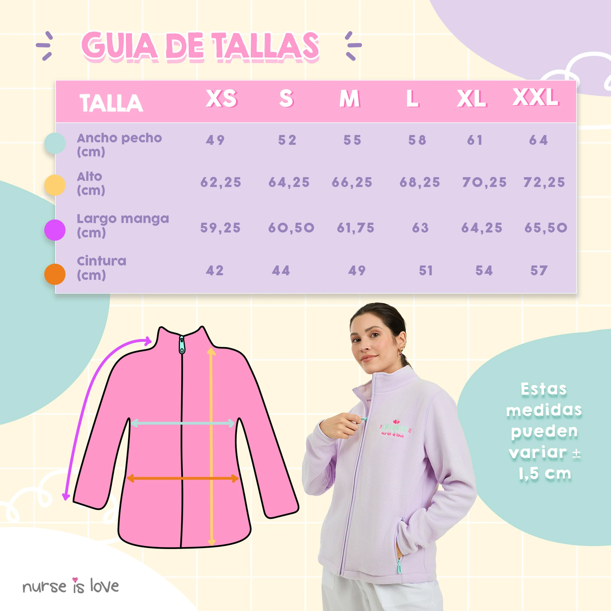 Chaqueta Polar Morada para Enfermeras