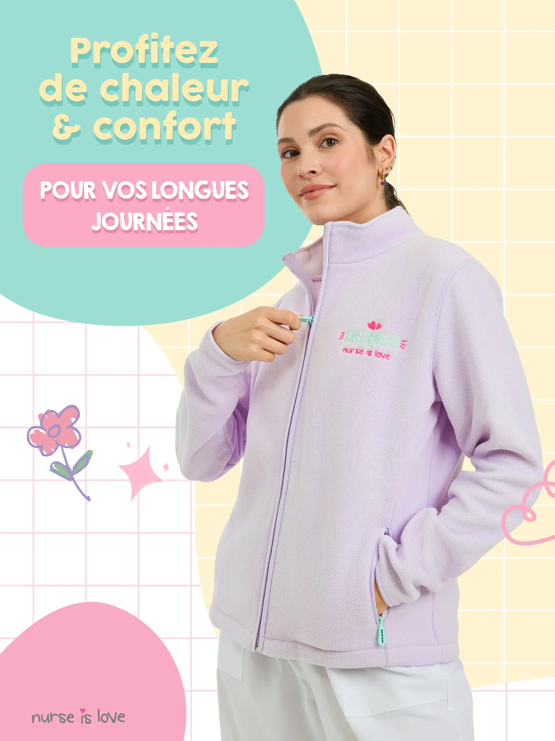 Chaqueta Polar Morada para Enfermeras