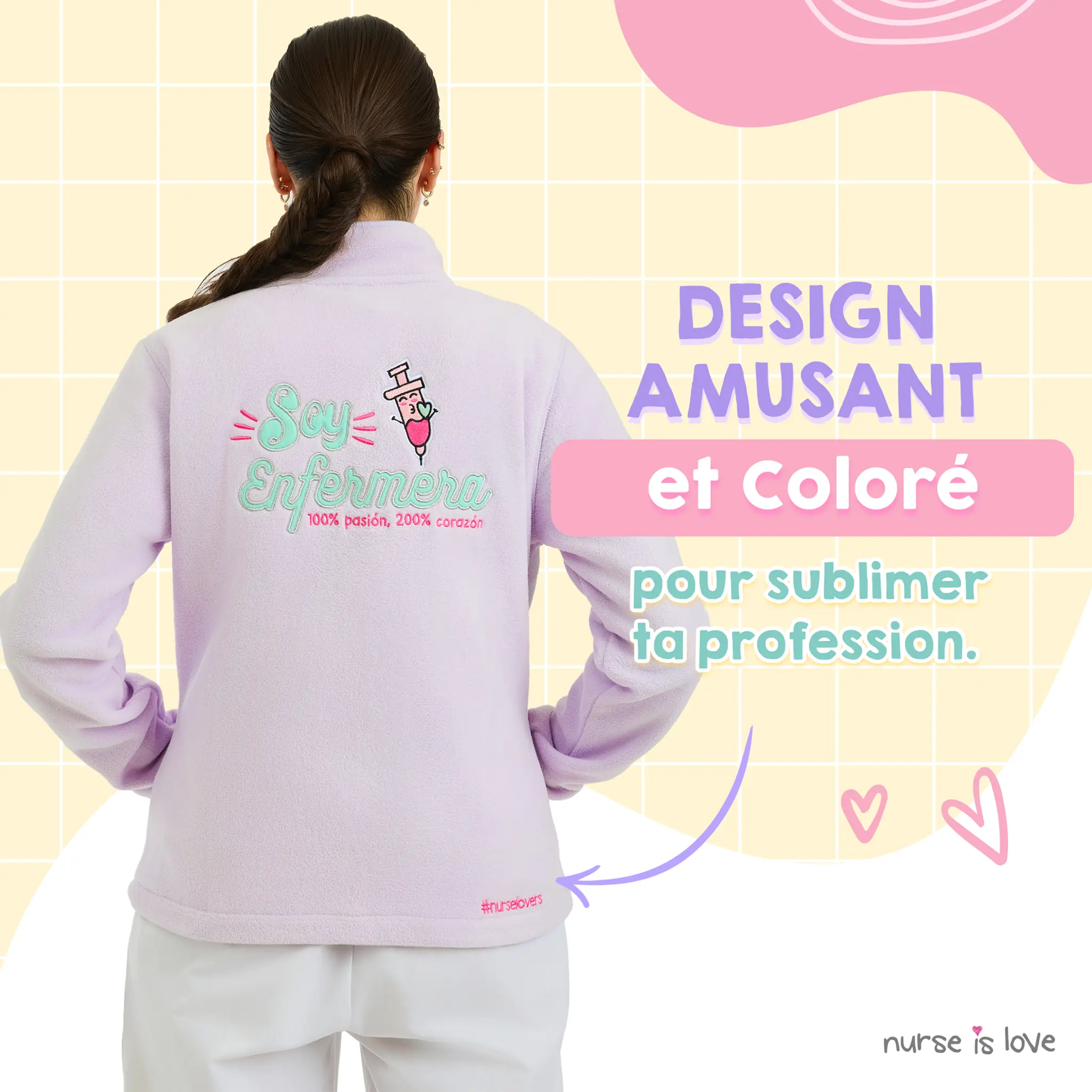 Chaqueta Polar Morada para Enfermeras