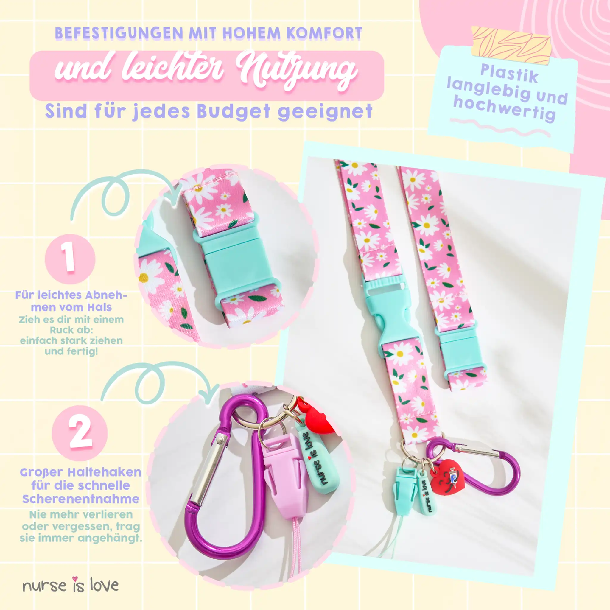 Aqua Gänseblümchen Lanyard