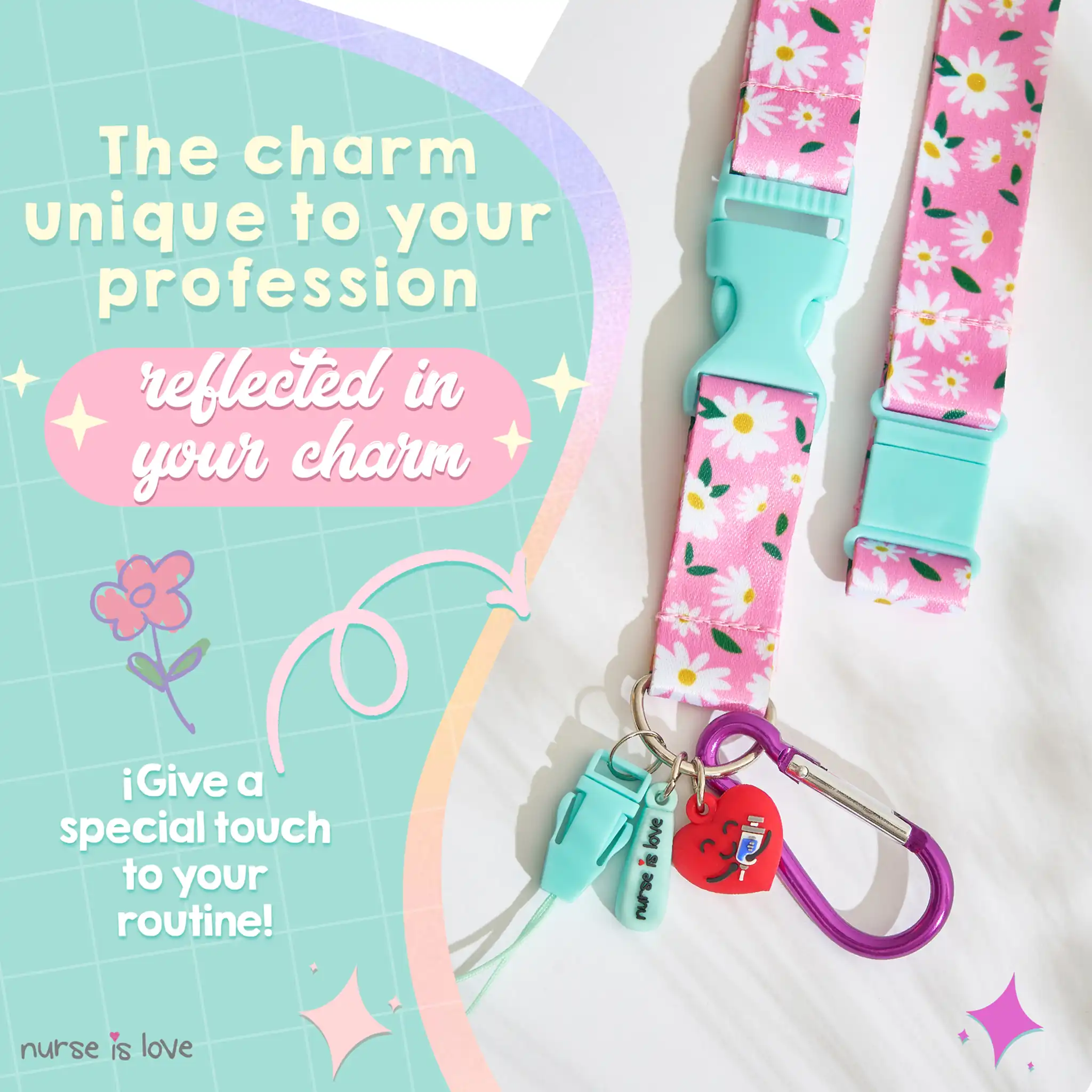 Lanyard Aqua Margaridas