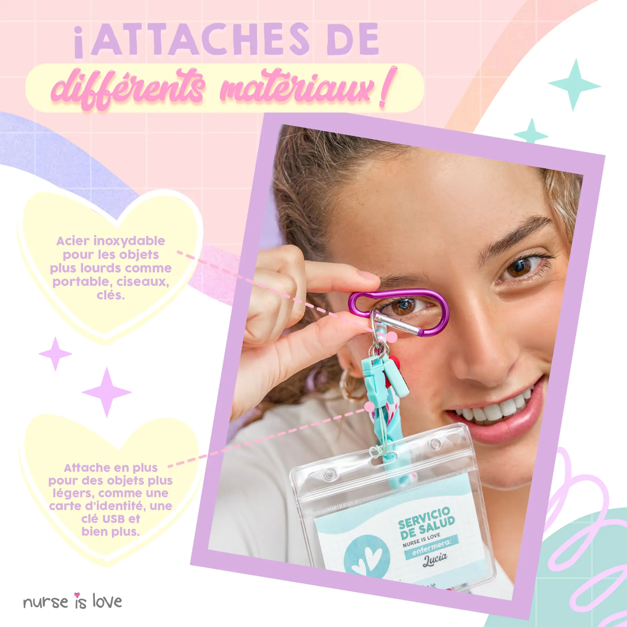 Lanyard Aqua Cœurs