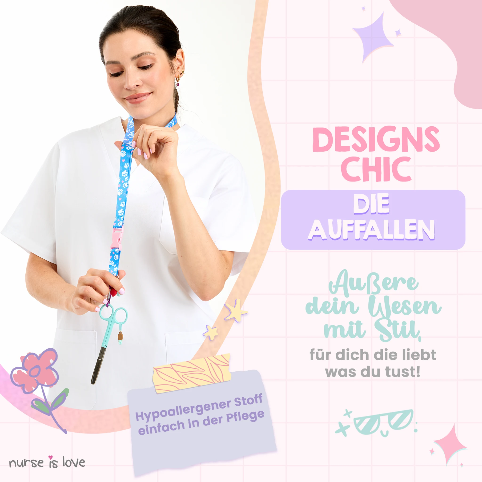 Blaues Pfoten Lanyard