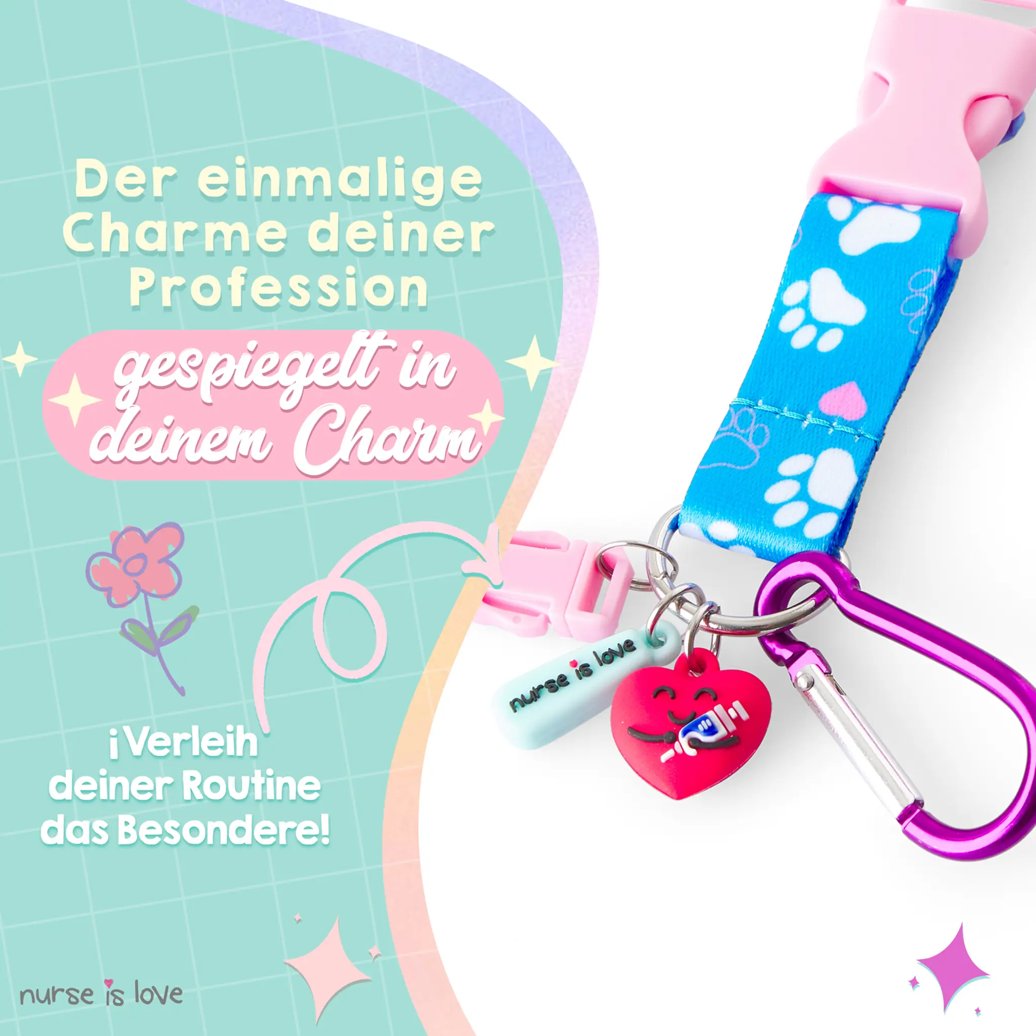 Blaues Pfoten Lanyard