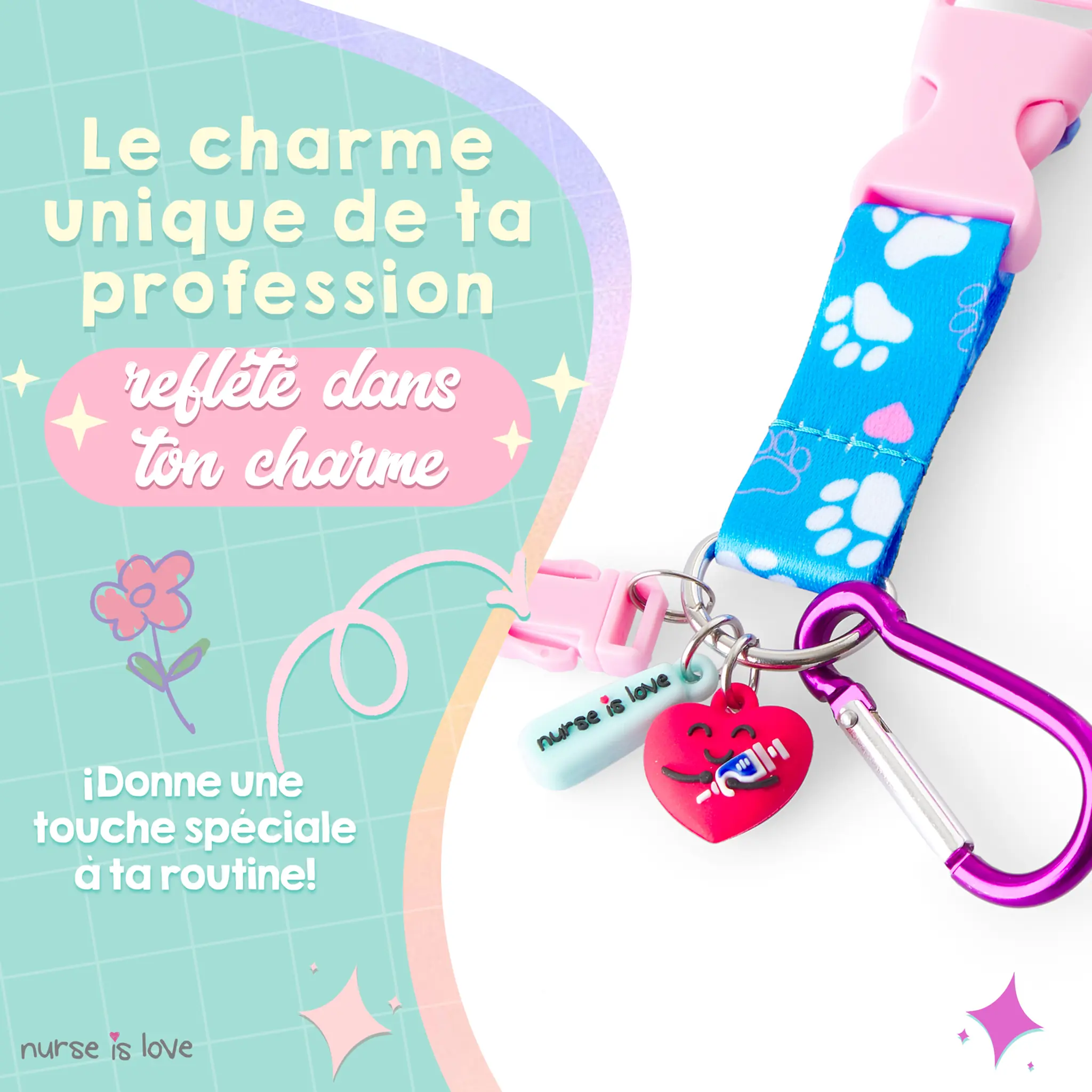 Lanyard Bleu Clair Empreintes 