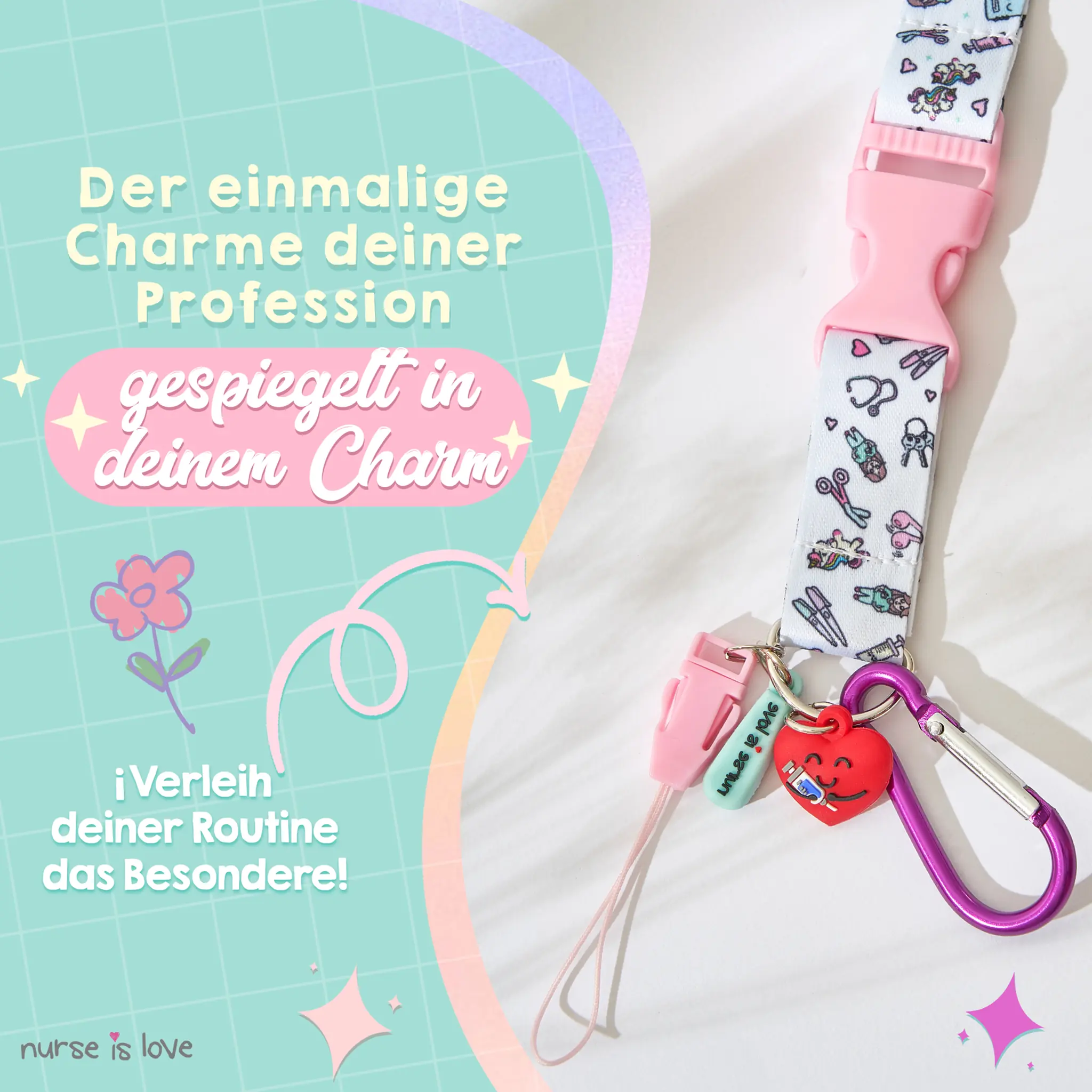 Rosa Einhorn Lanyard