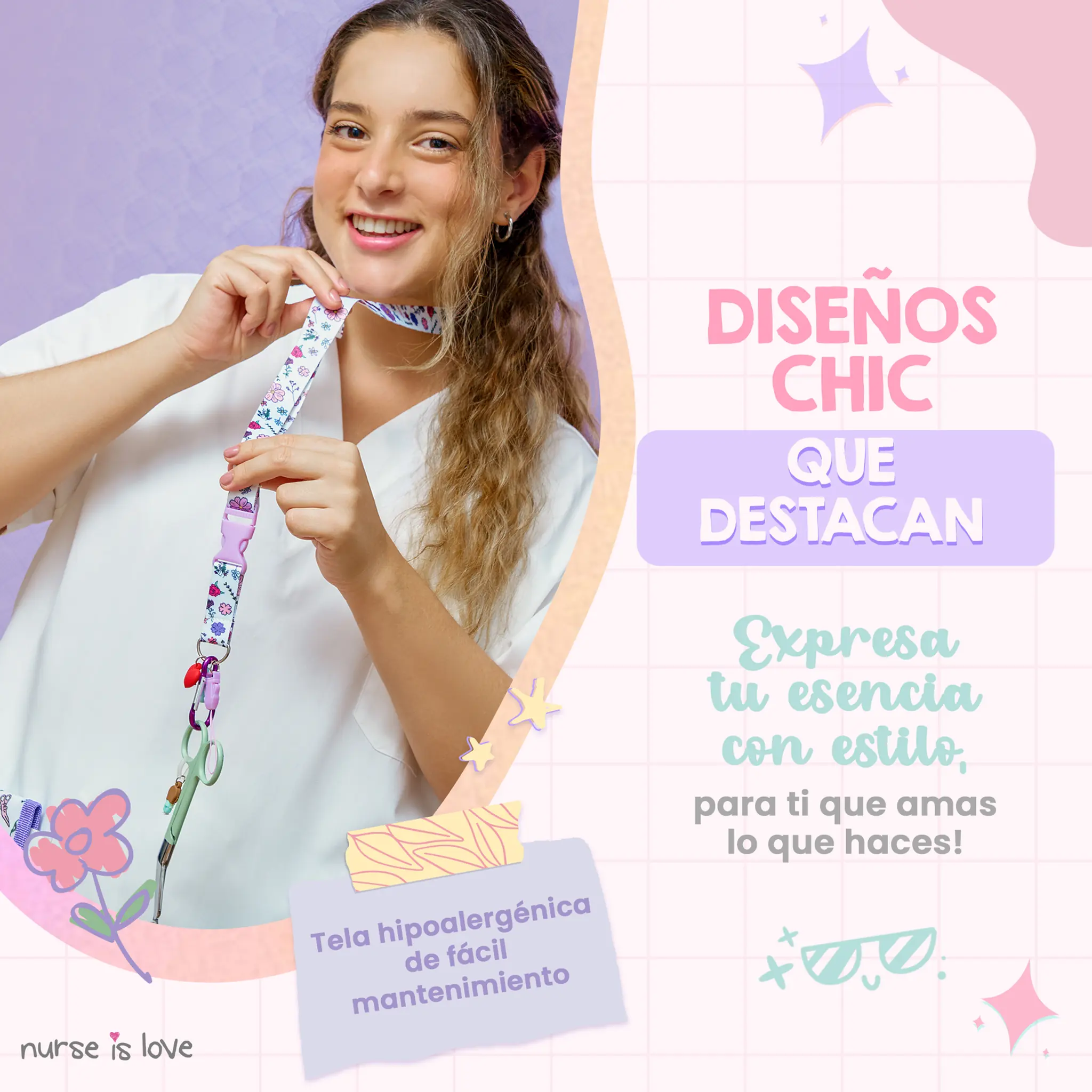 Lanyard Morado Flores
