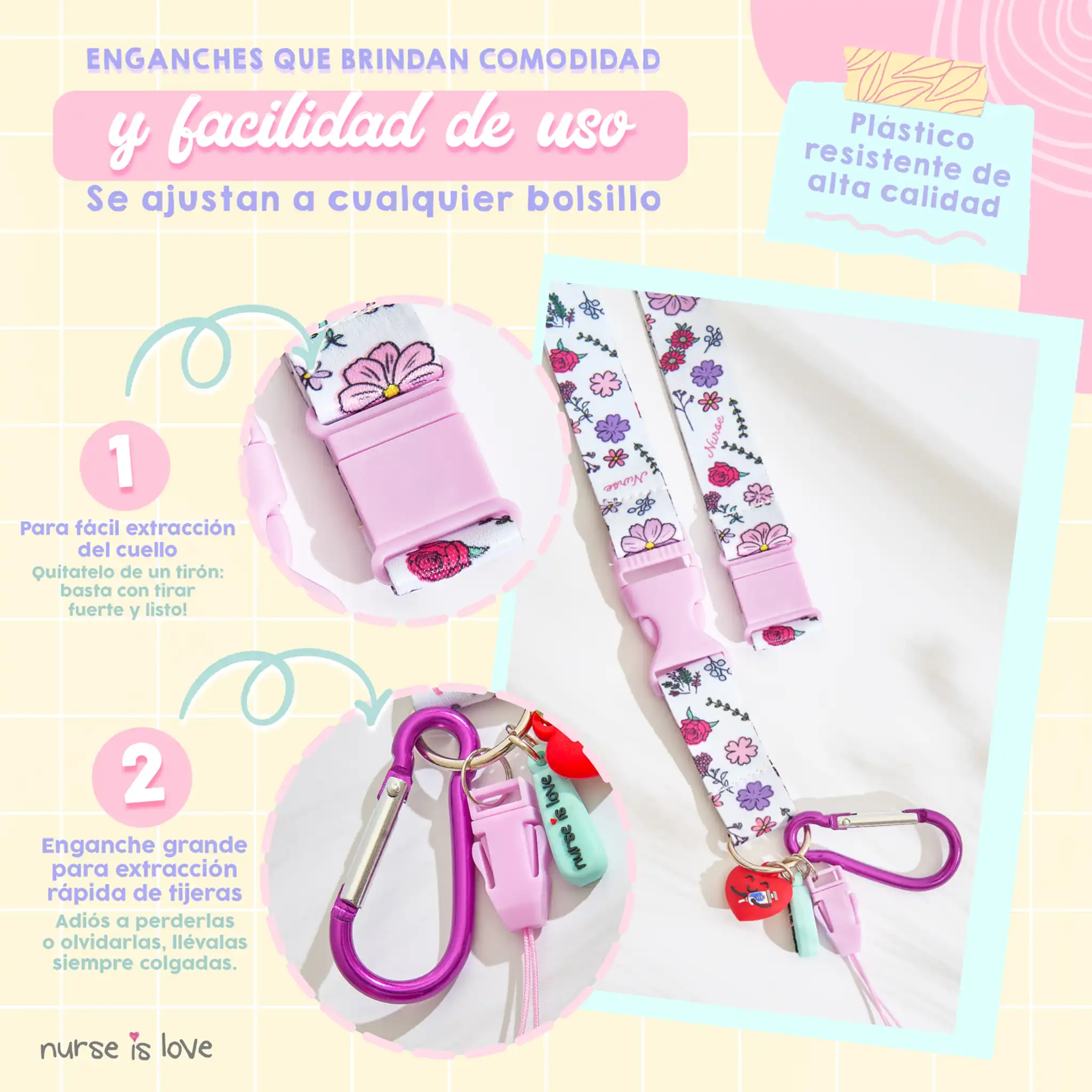 Lanyard Morado Flores