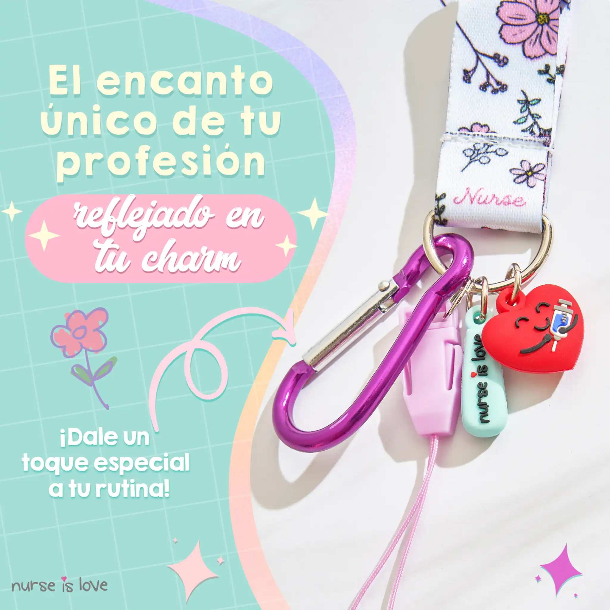 Lanyard Morado Flores