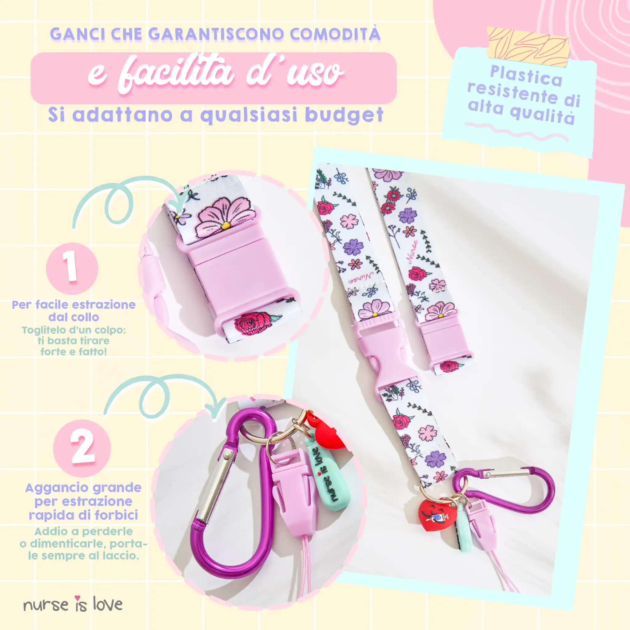 Lanyard Viola Fiori