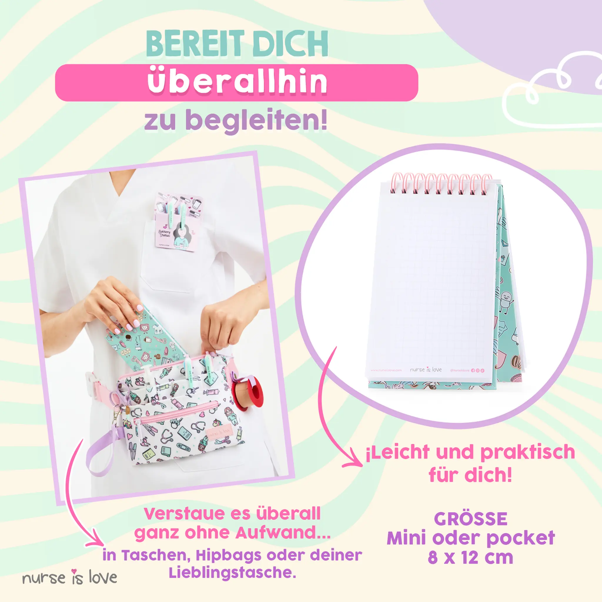 Aqua Mini Krankenschwestern-Notizbuch