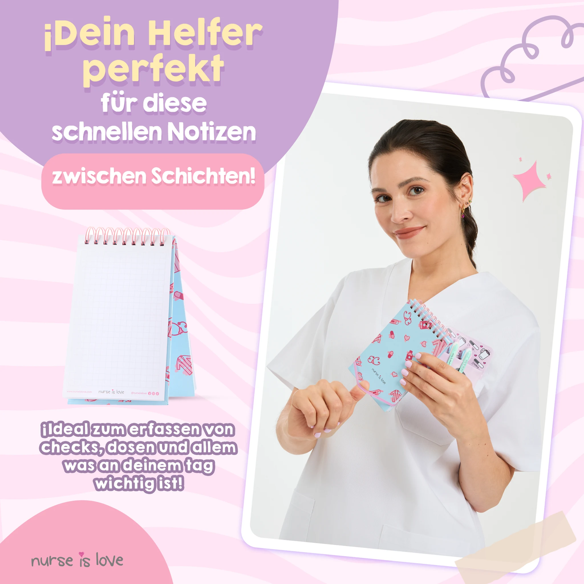 Mini Notizbuch für Krankenschwestern Blau