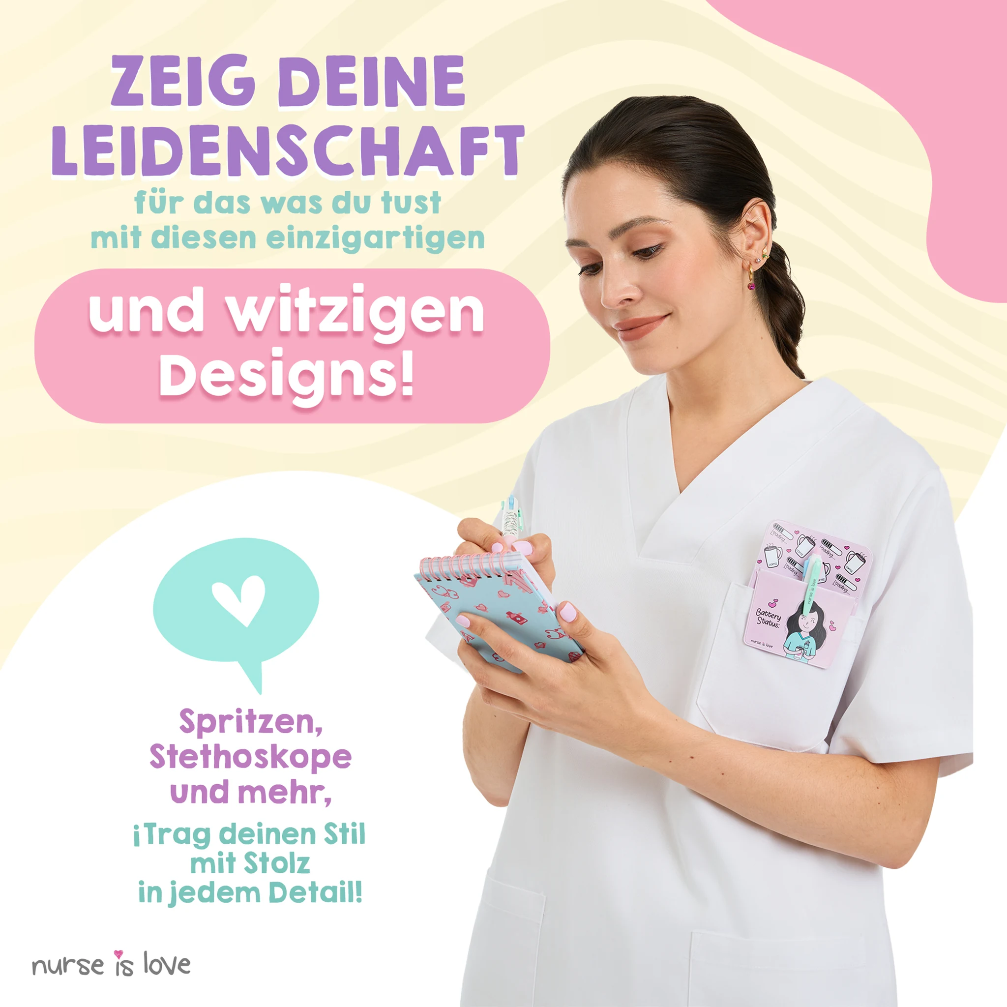 Mini Notizbuch für Krankenschwestern Blau