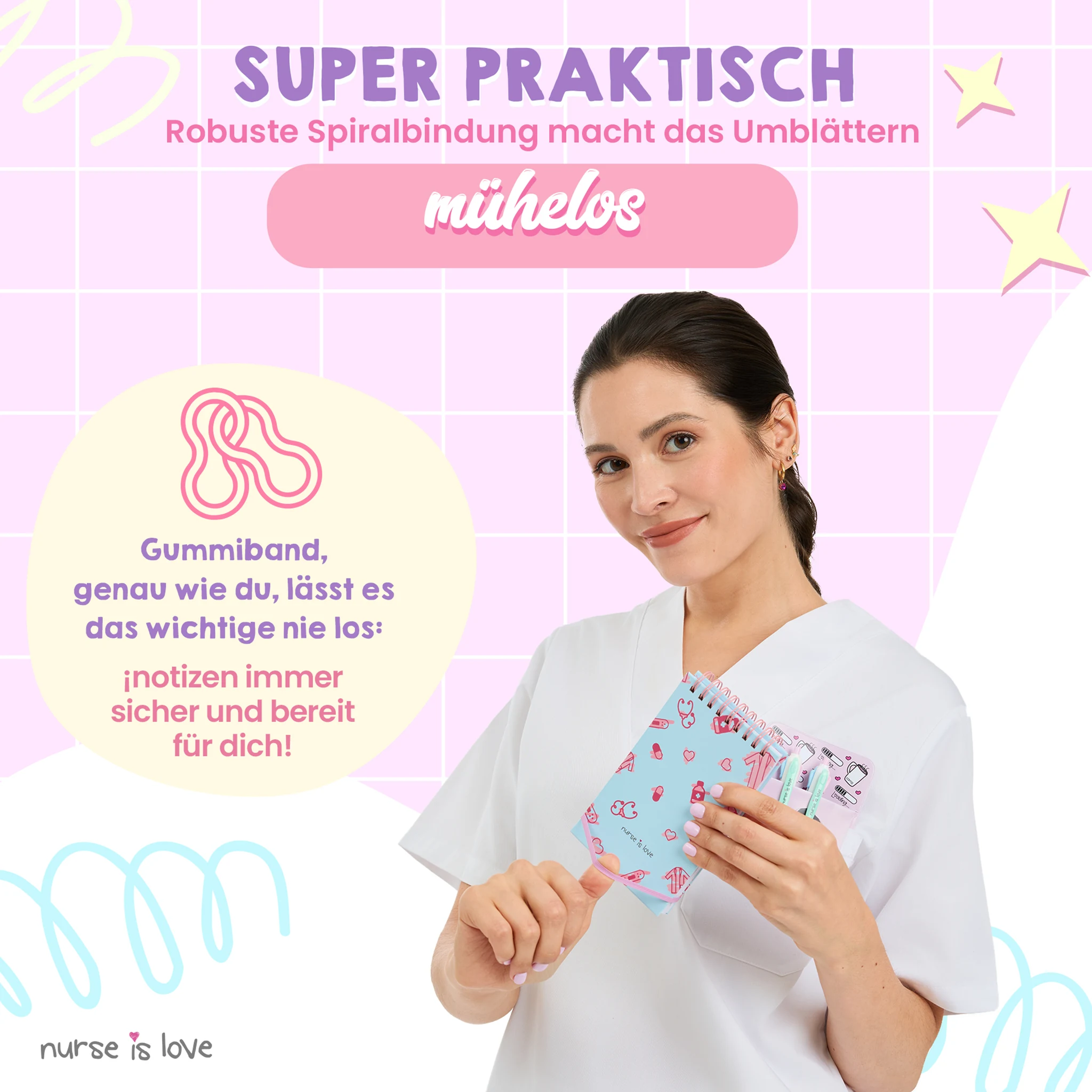 Mini Notizbuch für Krankenschwestern Blau