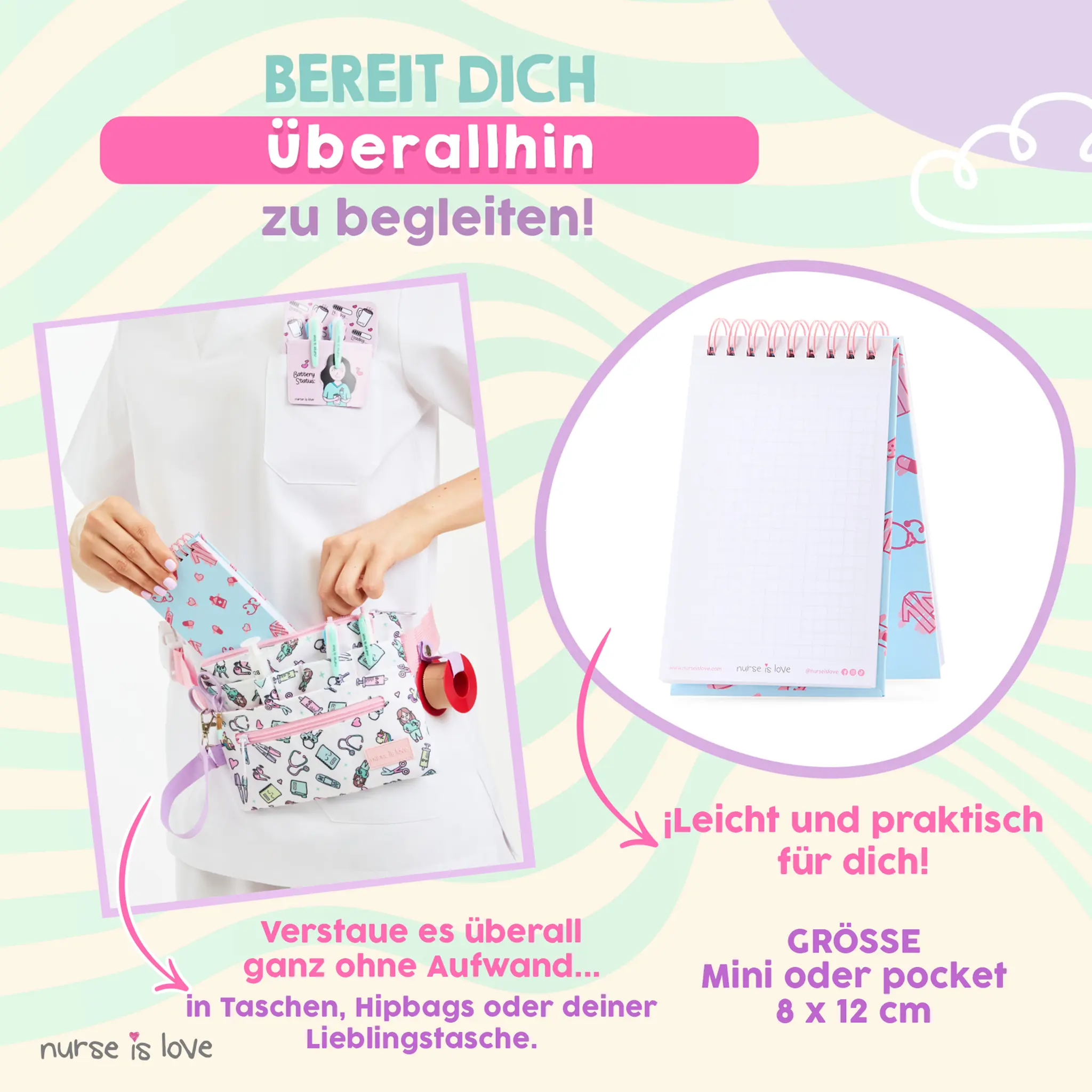 Mini Notizbuch für Krankenschwestern Blau