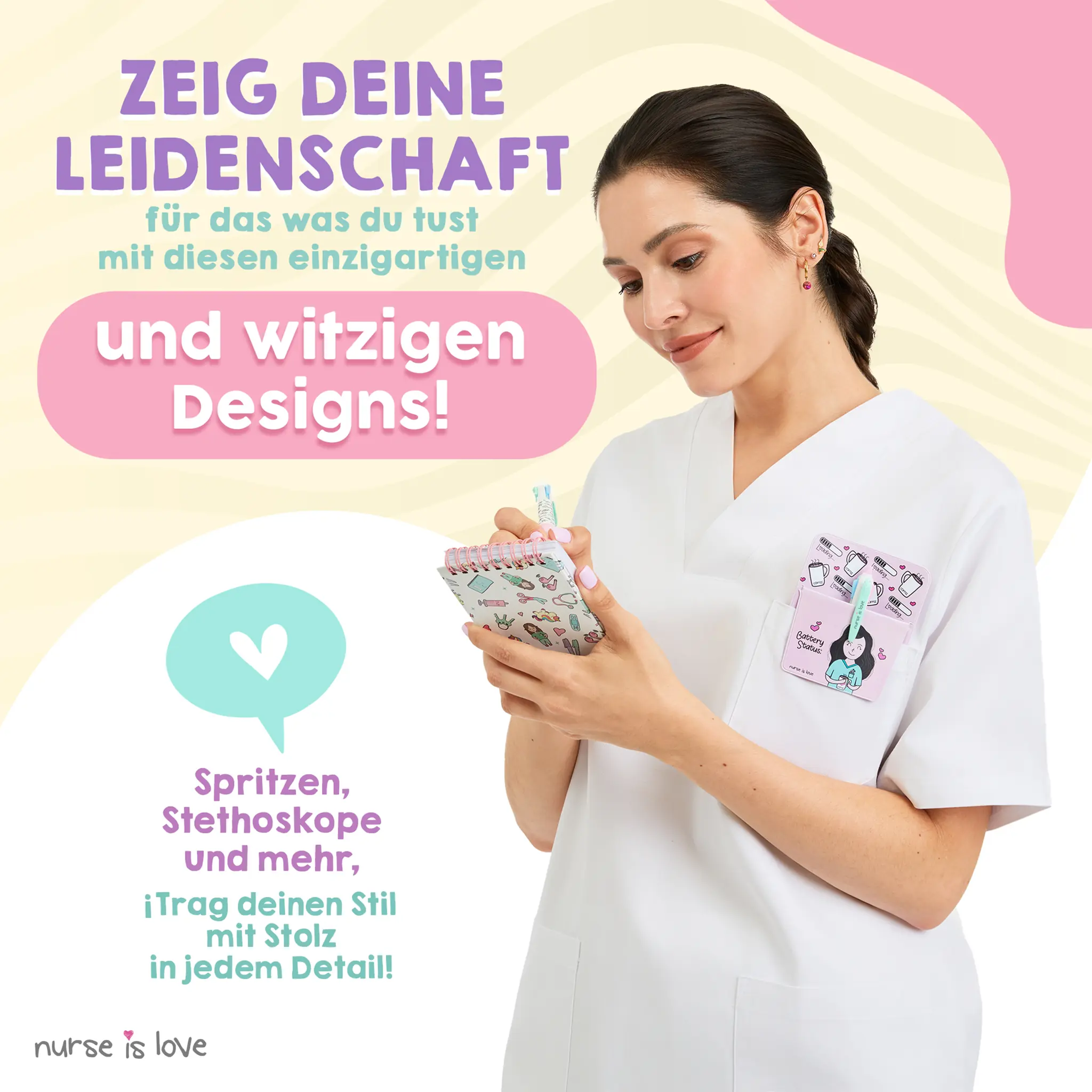 Mini Notizbuch für Krankenschwestern Einhörner