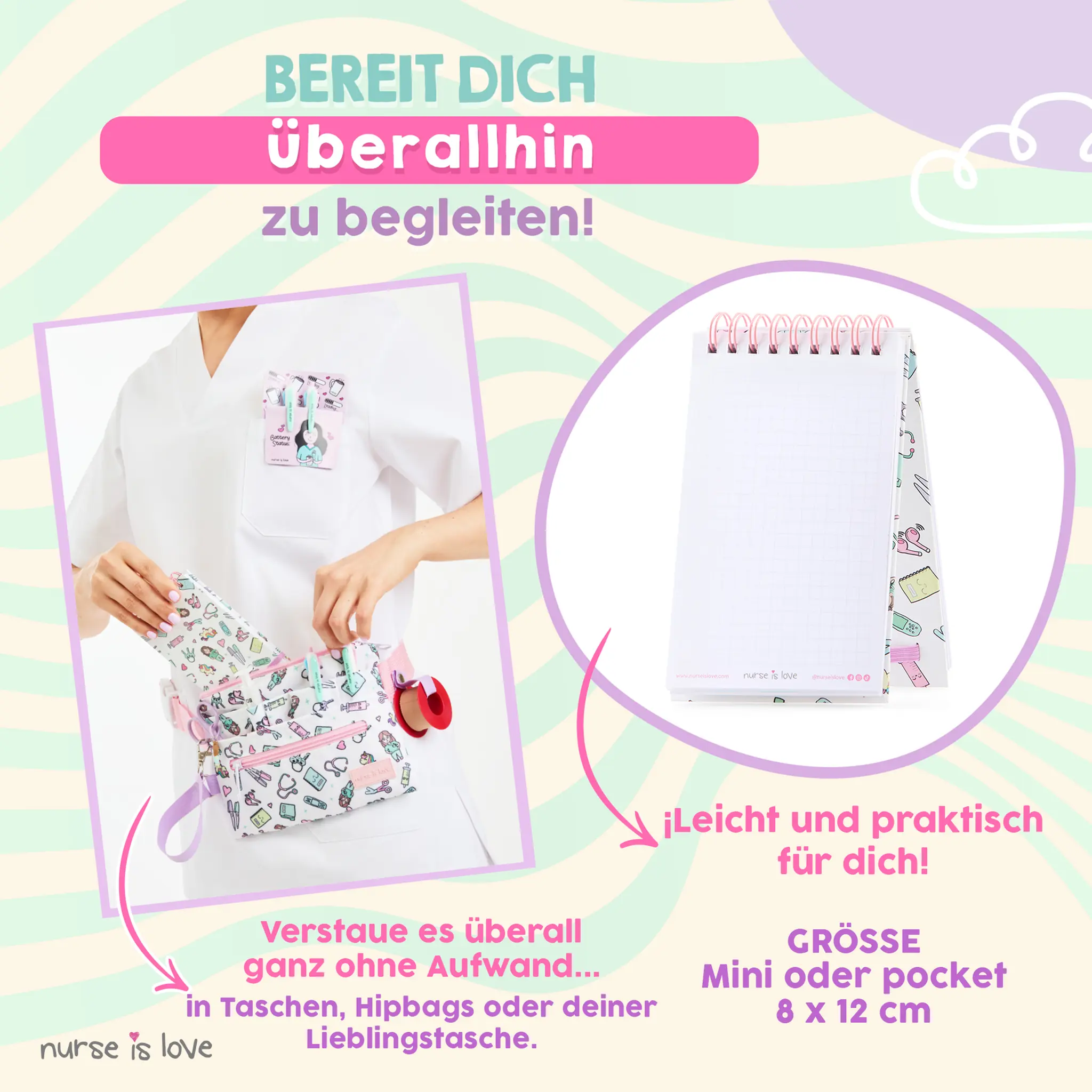 Mini Notizbuch für Krankenschwestern Einhörner