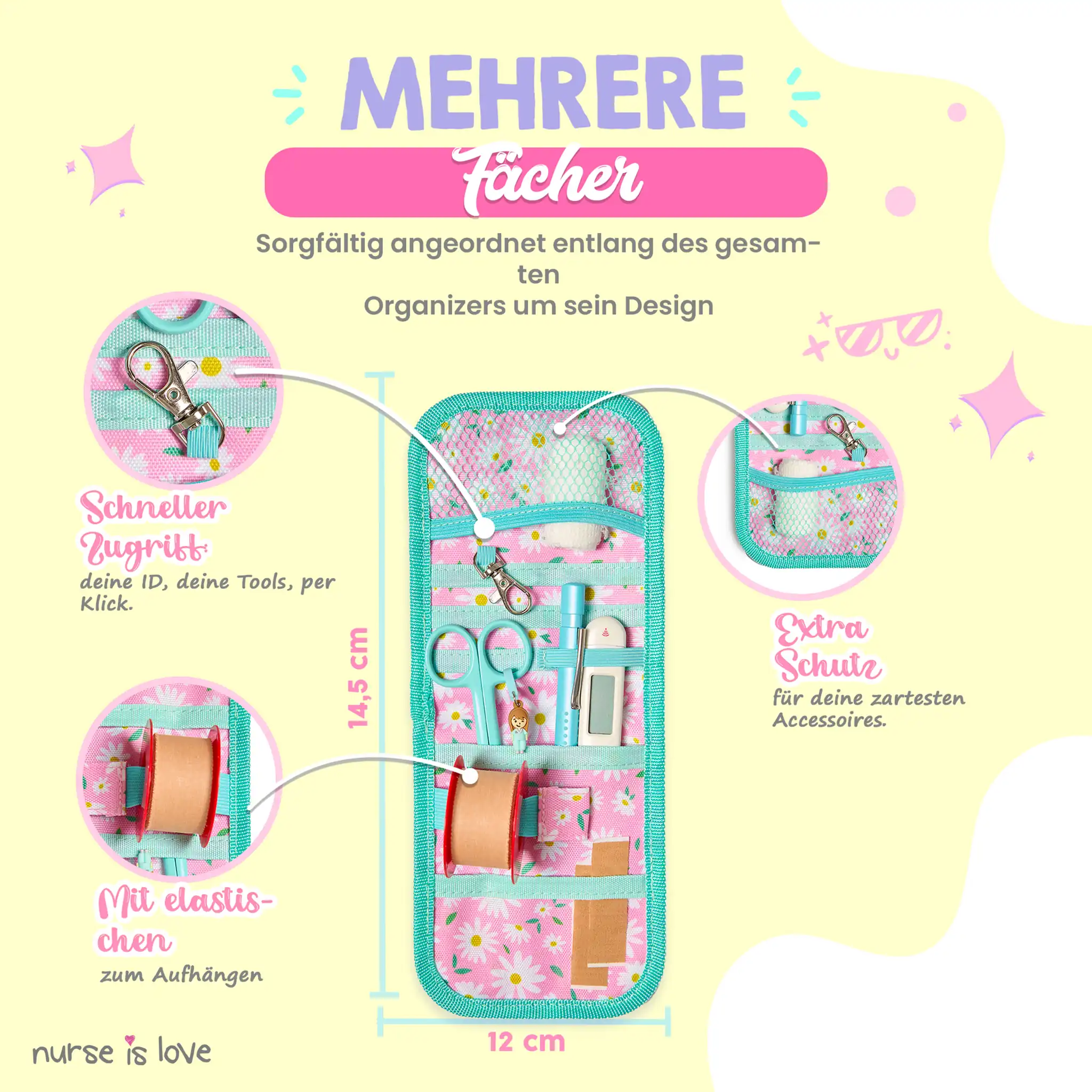 Aqua Gänseblümchen Taschenorganizer