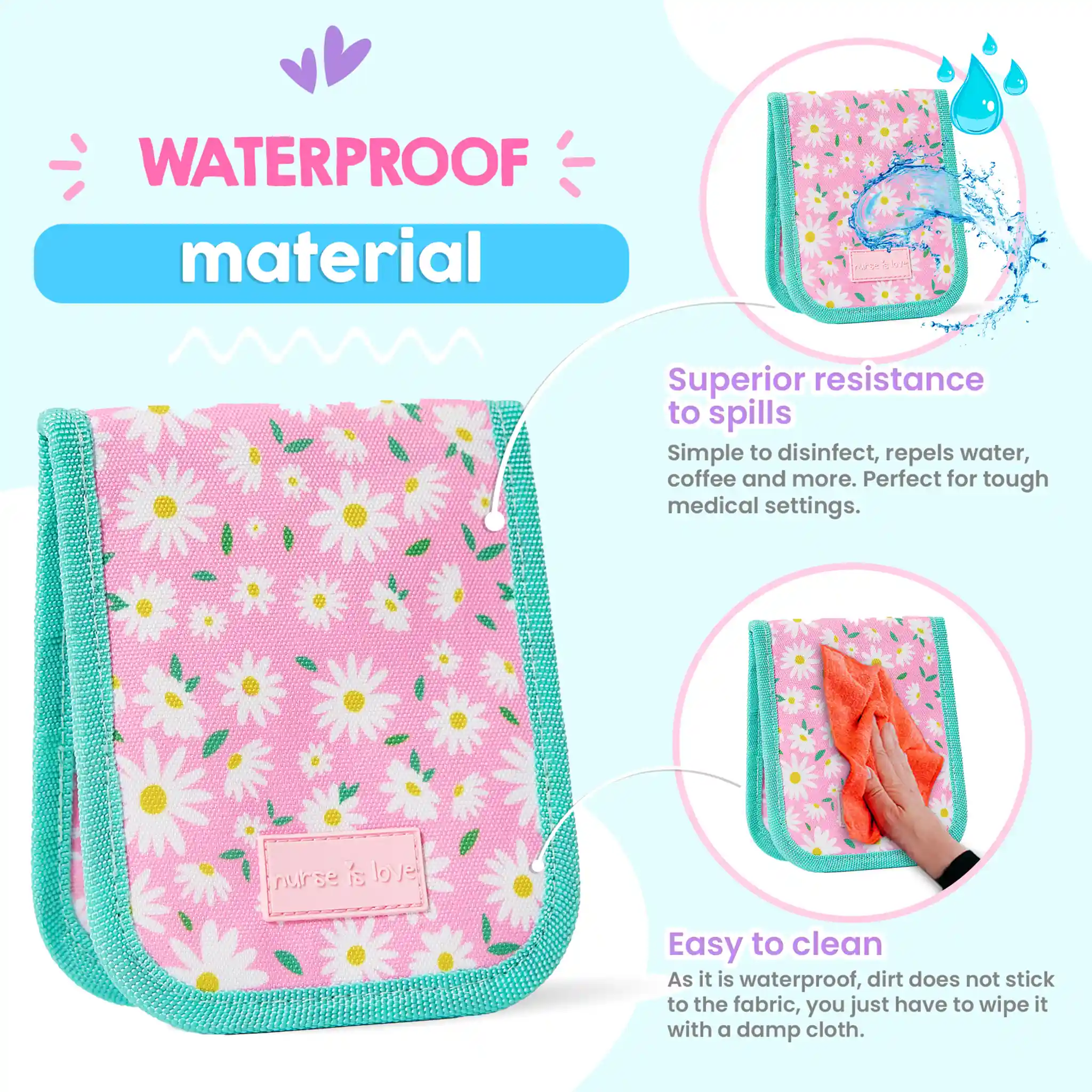 Aqua Daisies Pocket Organizer