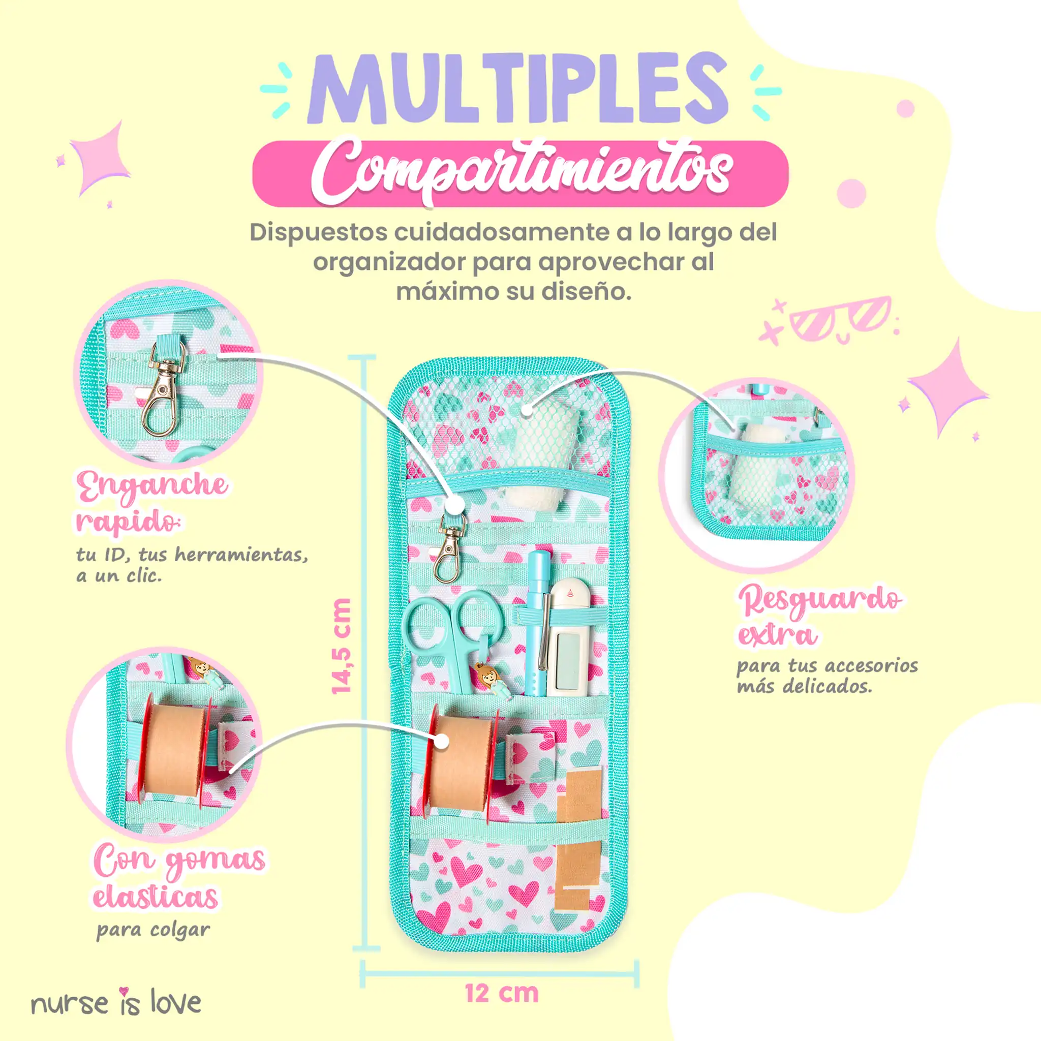 Organizador de Bolsillo Aqua Corazones