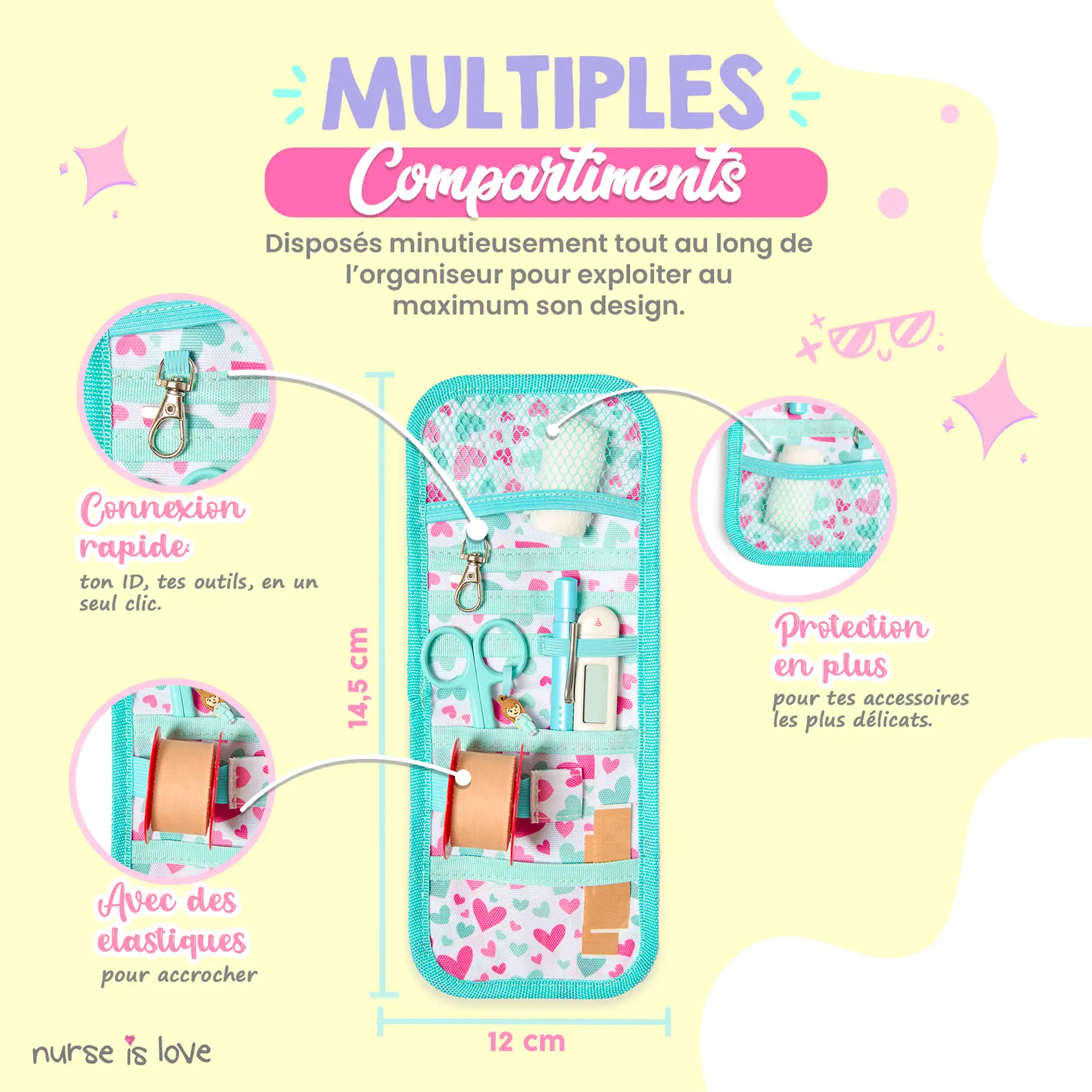 Organisateur de Poche Aqua Cœurs