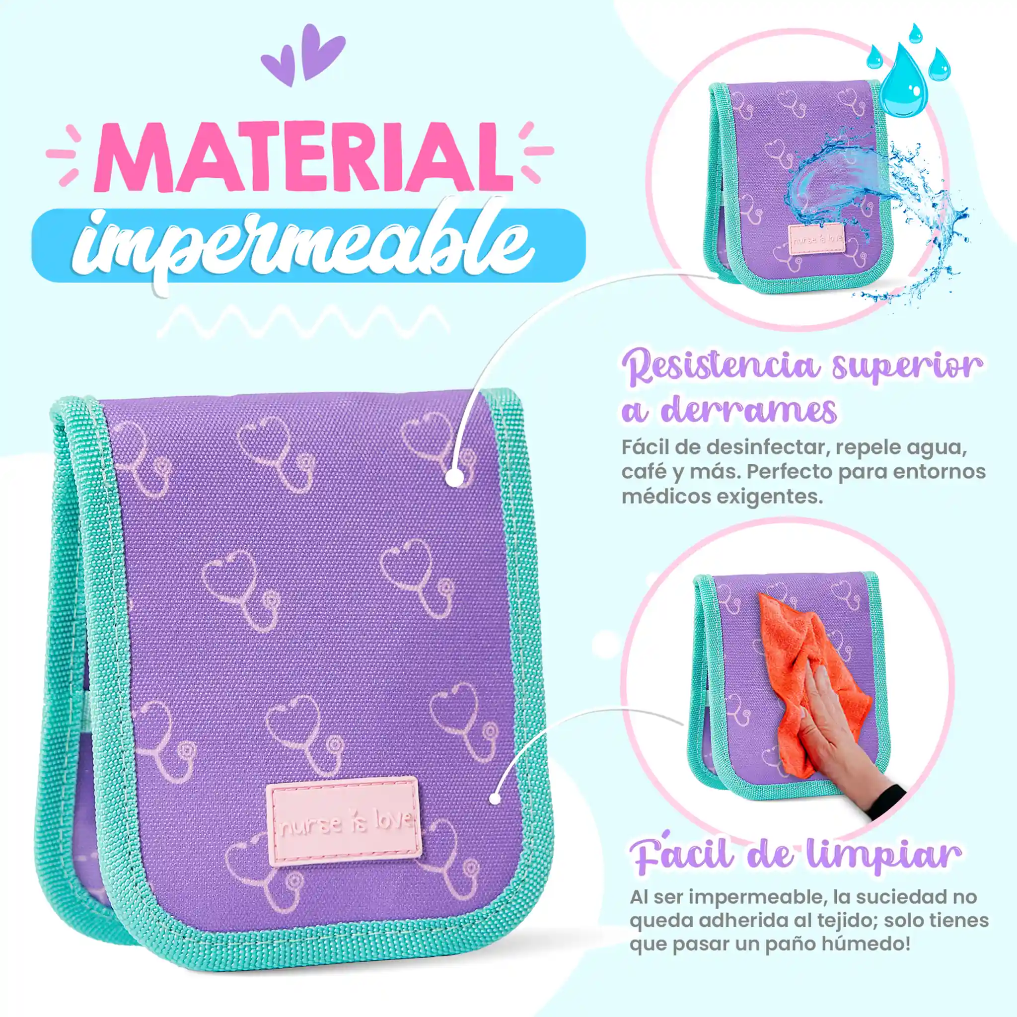 Organizador de Bolsillo Morado Estetoscopio