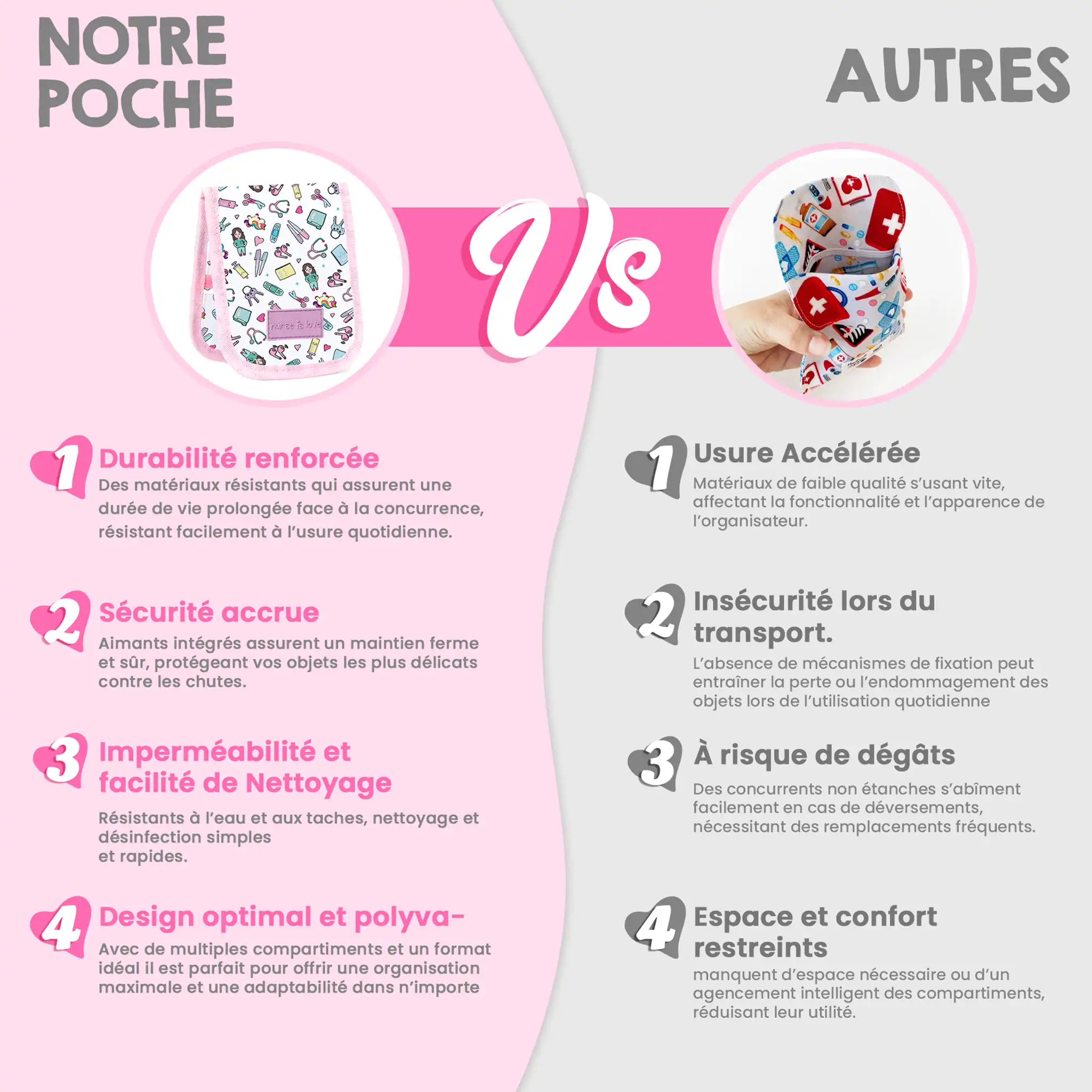 Organisateur de Poche Rose Licorne