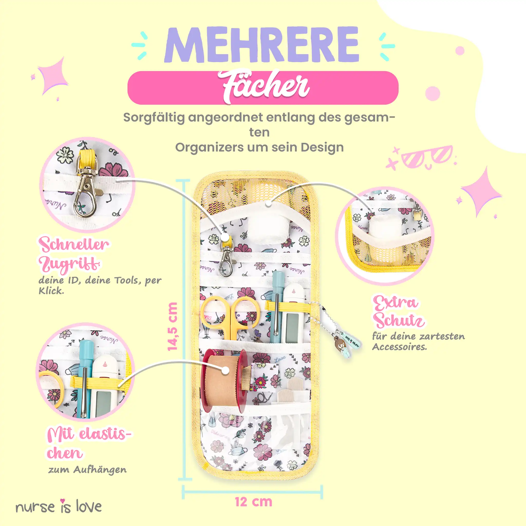 Taschenorganisator Floral Gelb