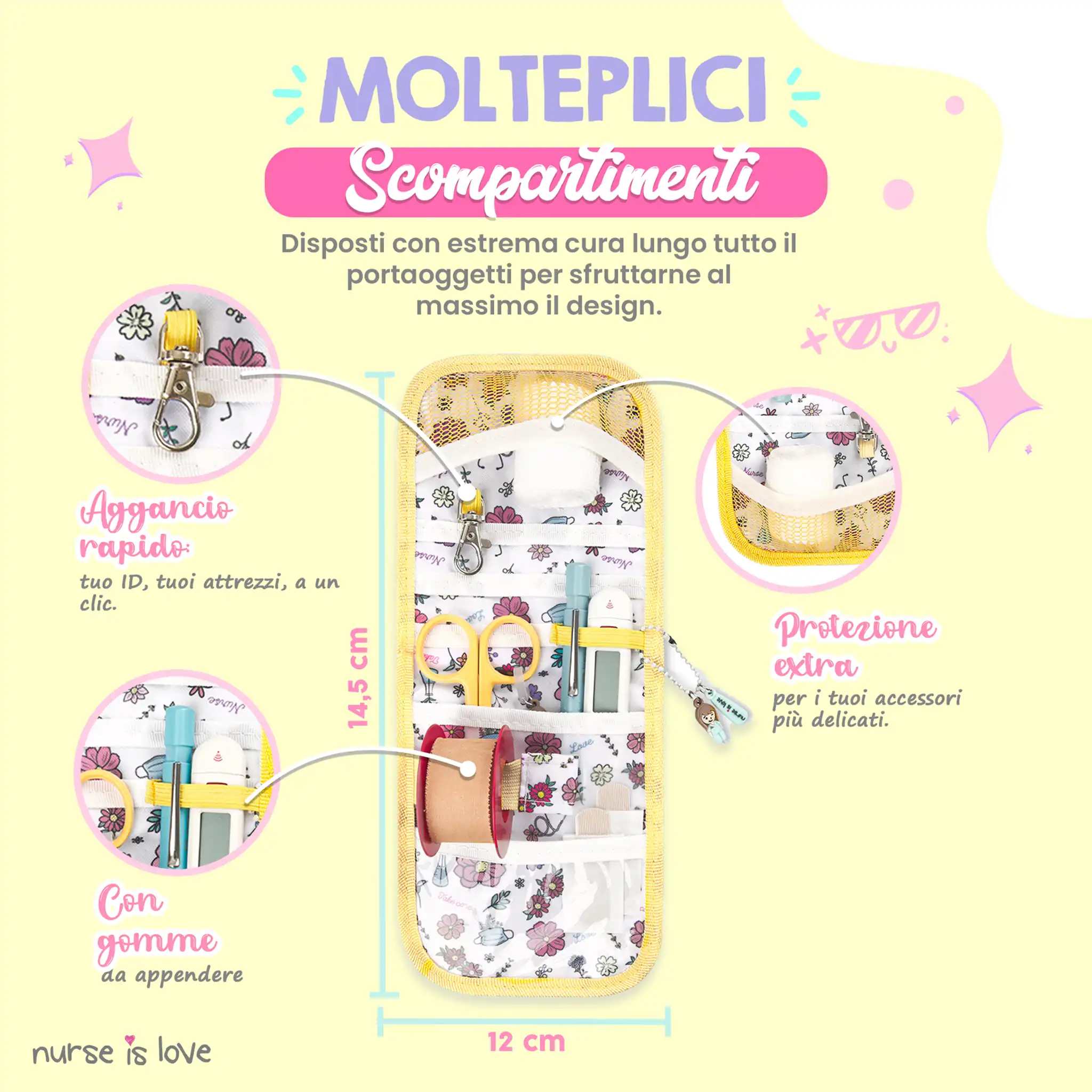 Organizzatore da Tasca Floral Giallo