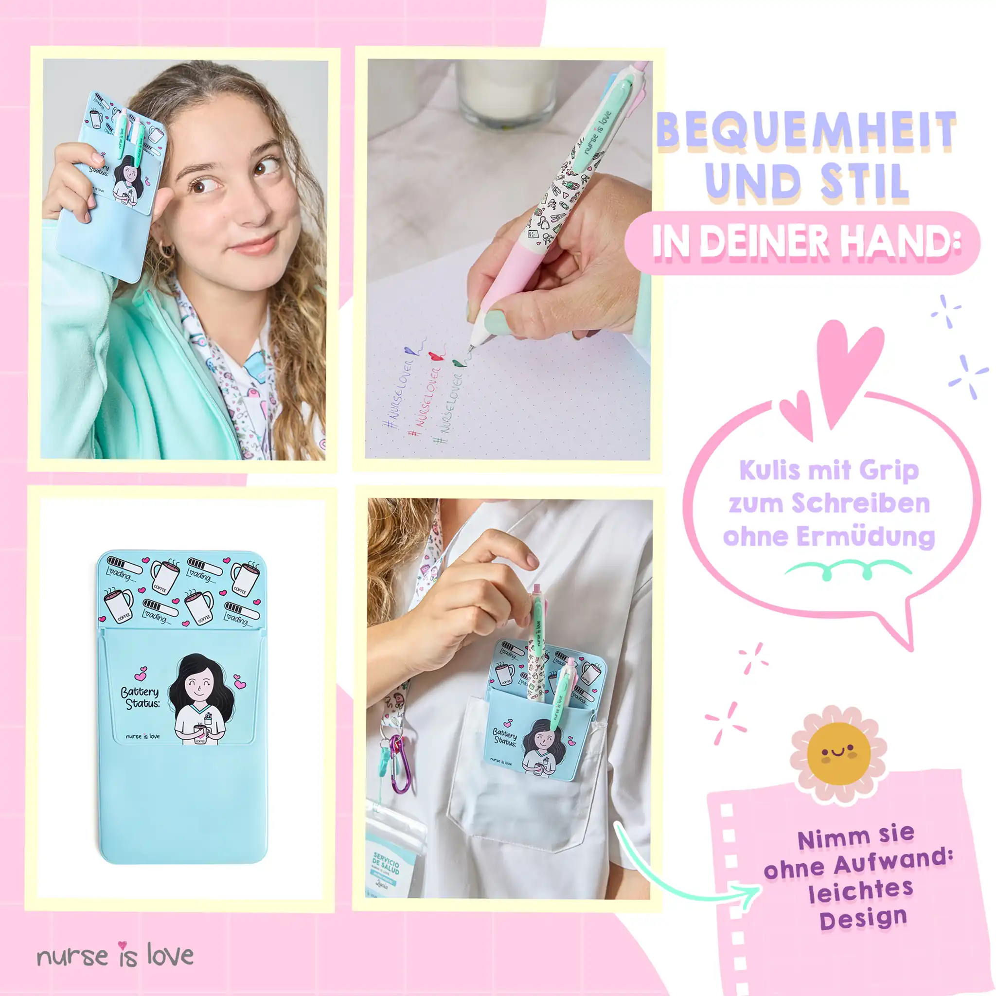 Set mit 2 Multicolor Kugelschreibern + Aqua Taschenorganizer