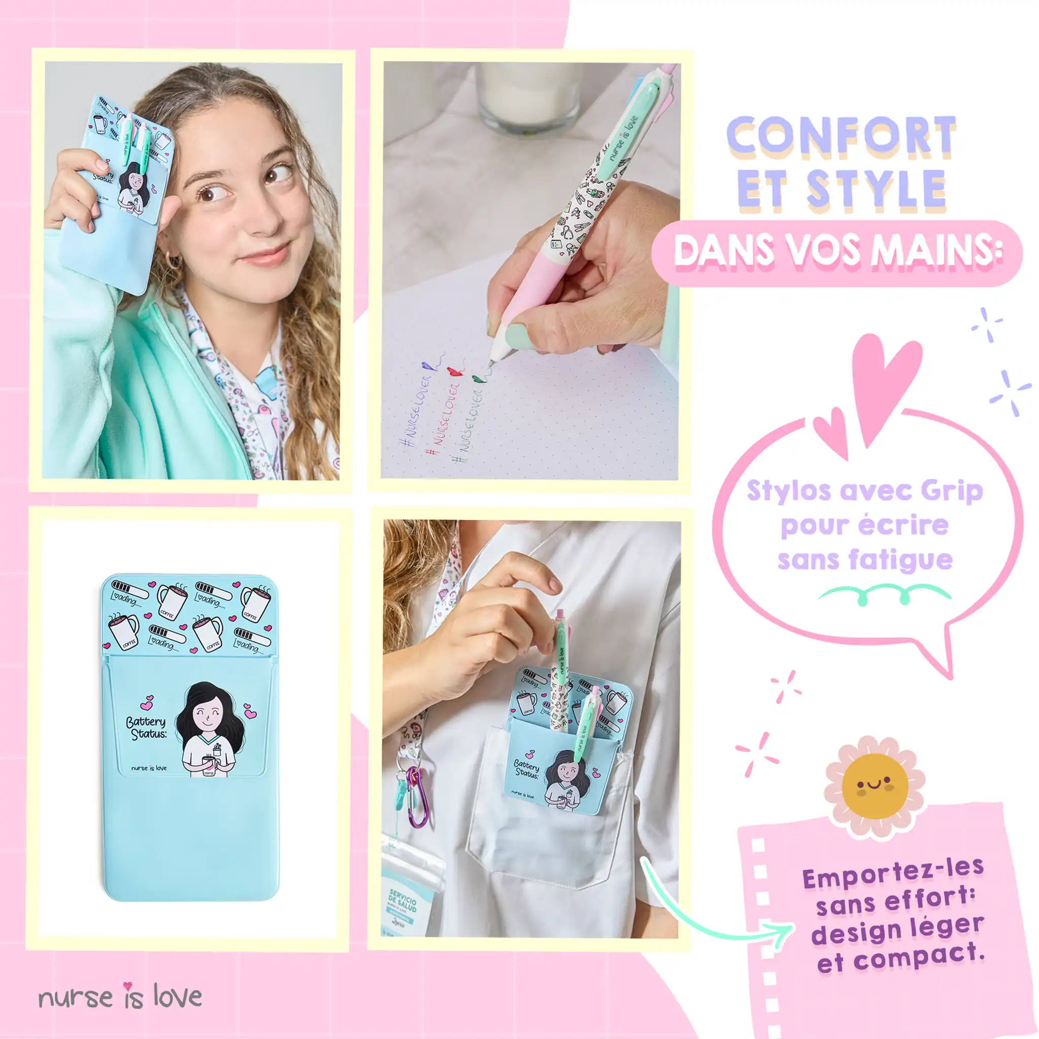Set de 2 Stylos Multicolores + Protège-poche Aqua