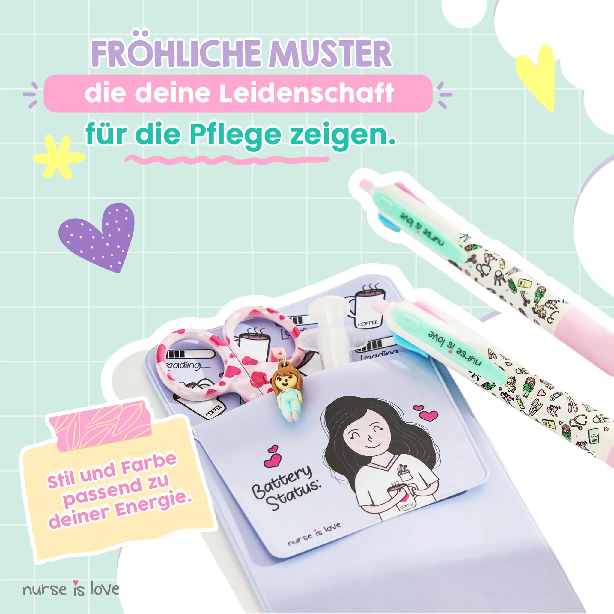 Set mit 2 Multicolor Kugelschreibern + lila Taschenorganizer