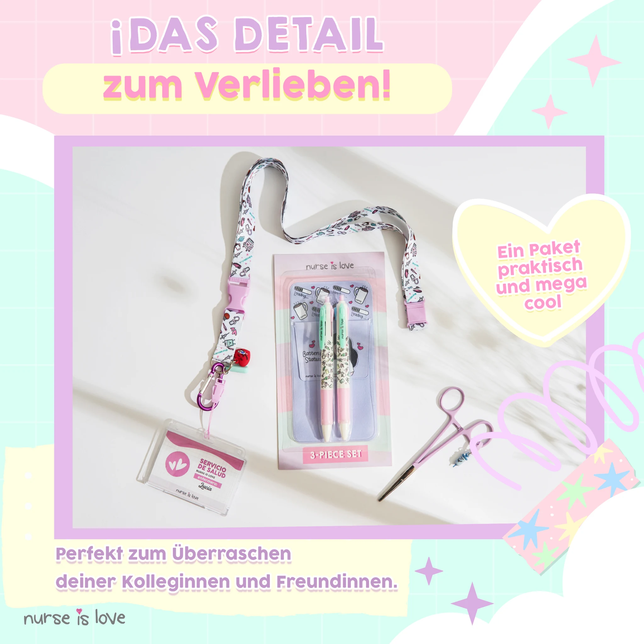 Set mit 2 Multicolor Kugelschreibern + lila Taschenorganizer