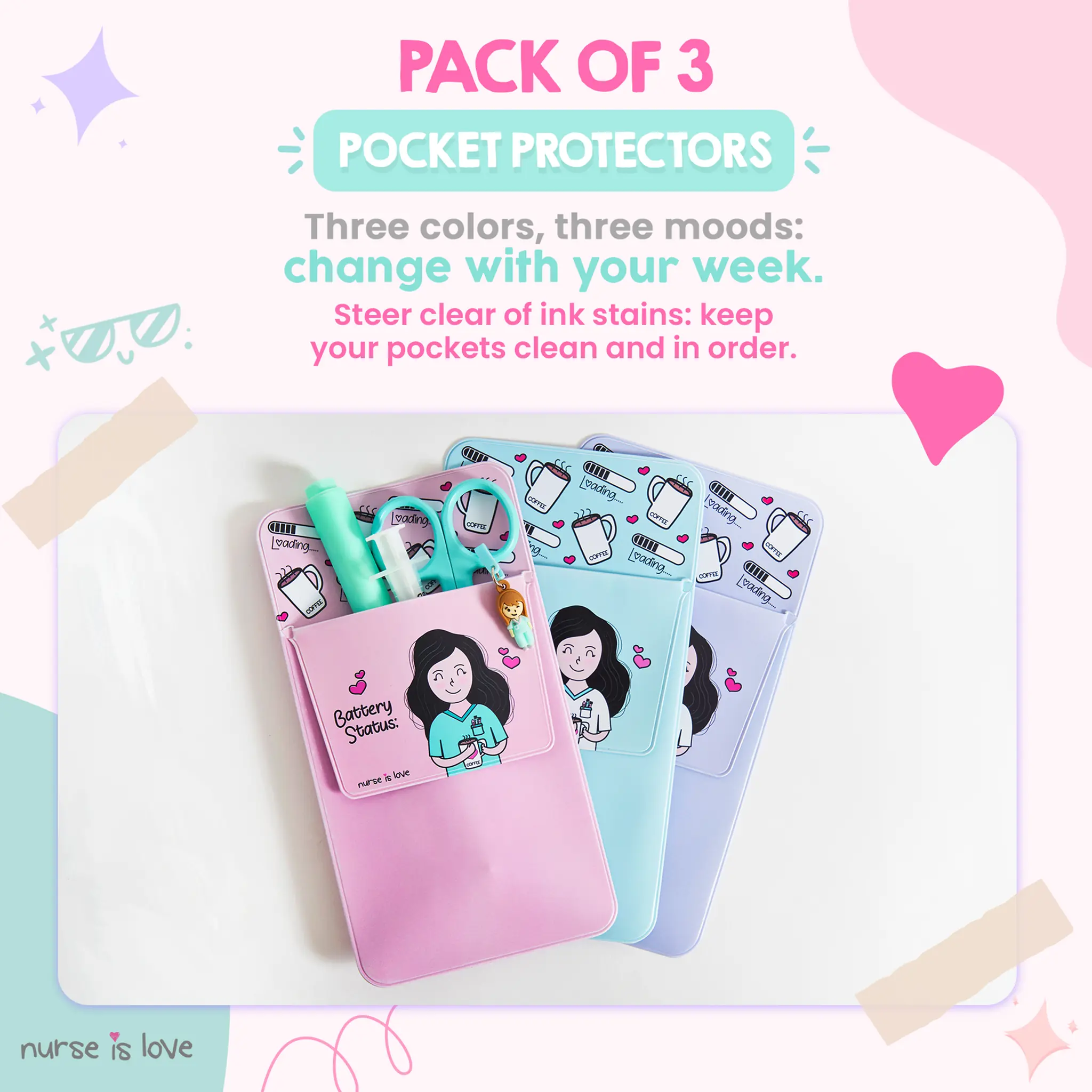 3-Pack Pocket Protectors