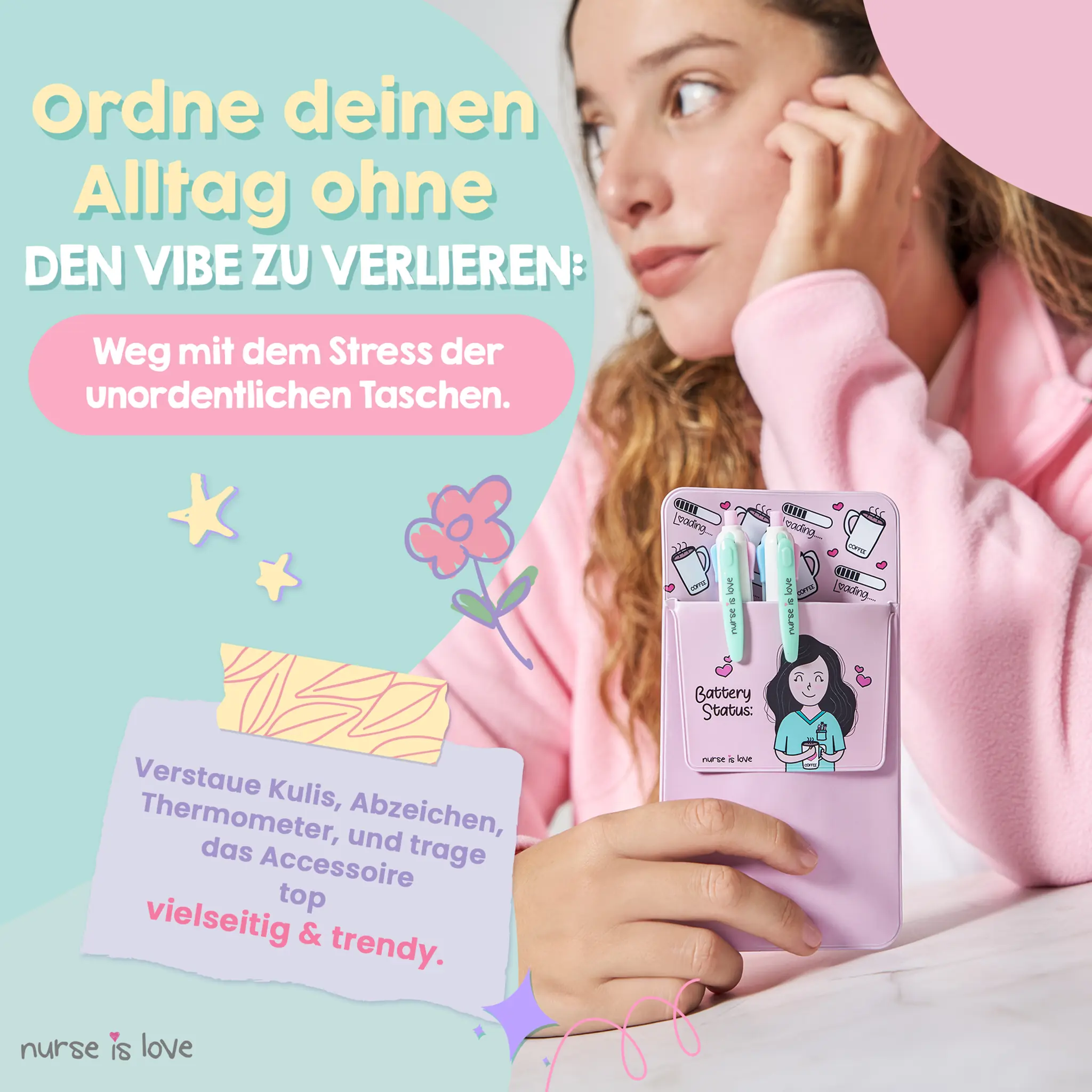 Rosa Taschenorganizer