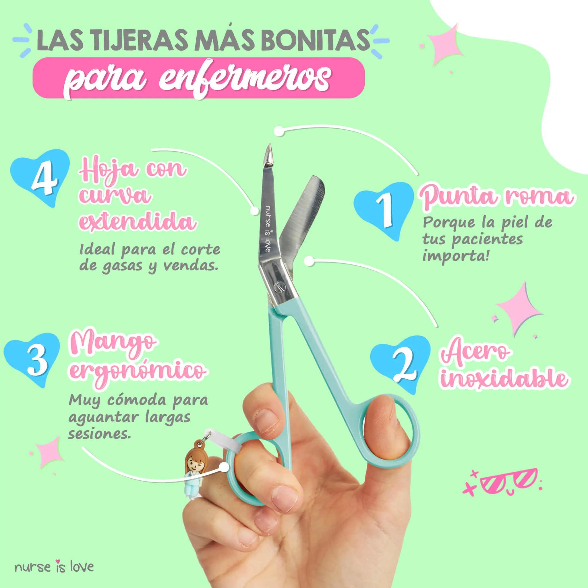 Tijeras Enfermería Pico de Pato Aqua