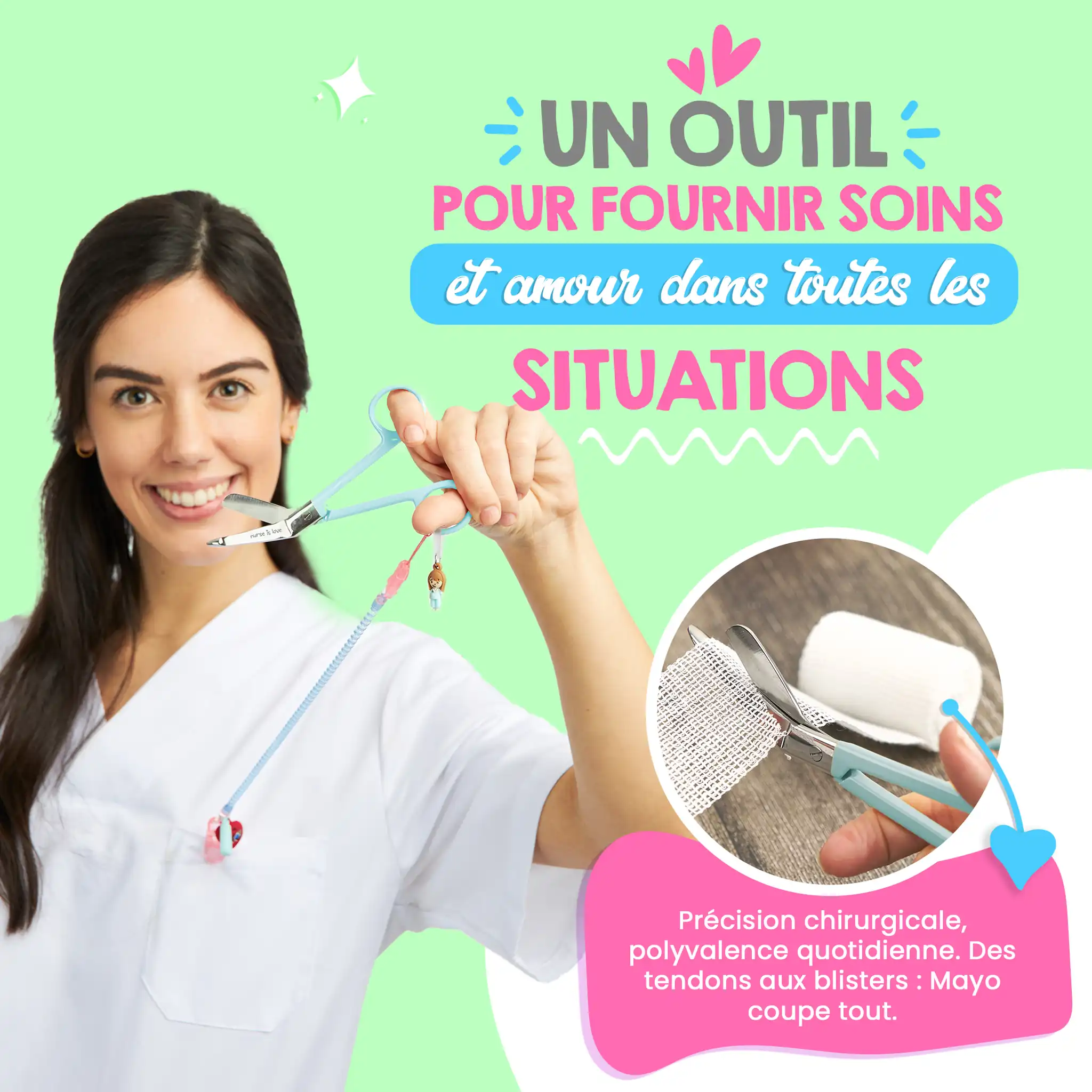Ciseaux d’Infirmier à Bec de Canard Aqua