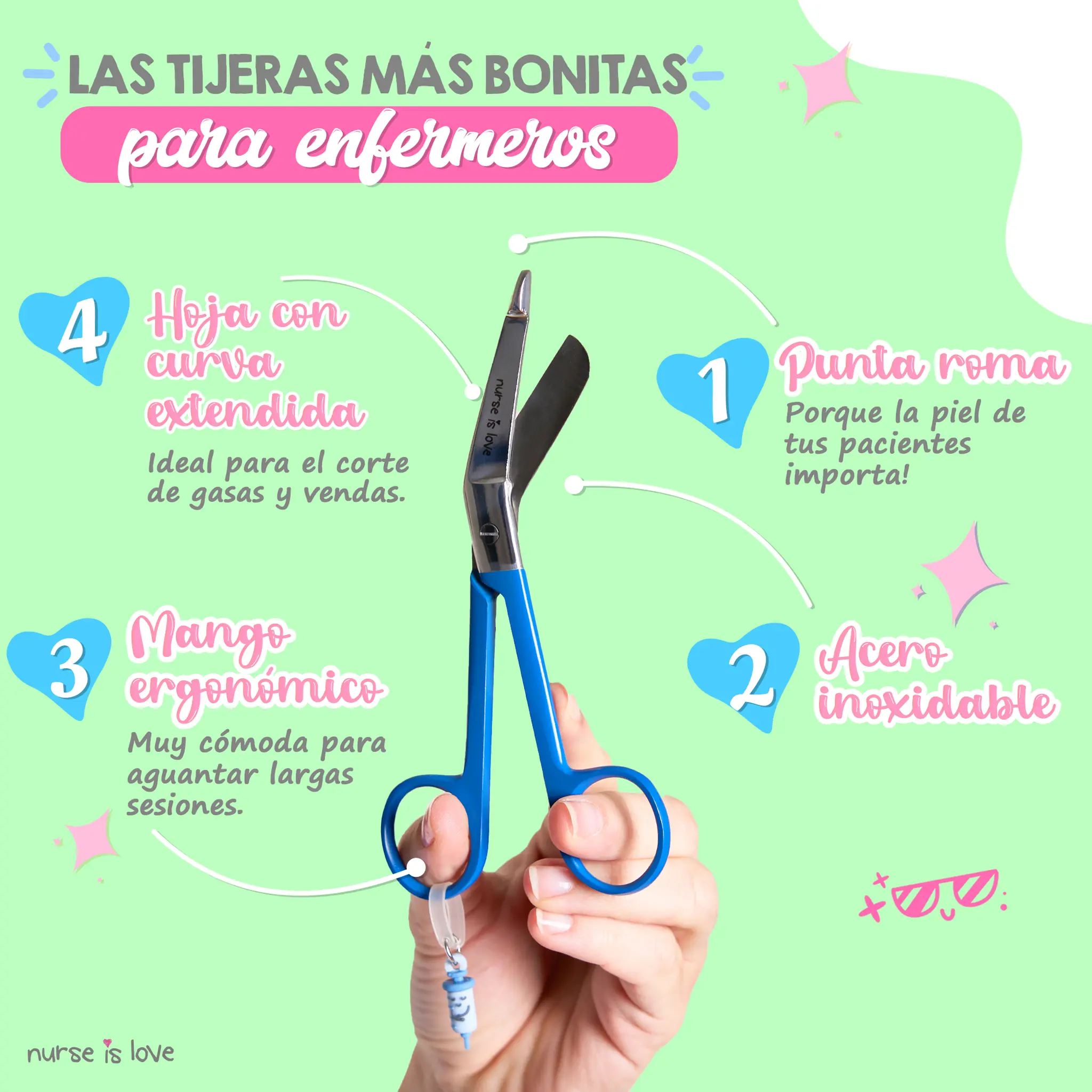 Tijeras Enfermería Pico de Pato Azul