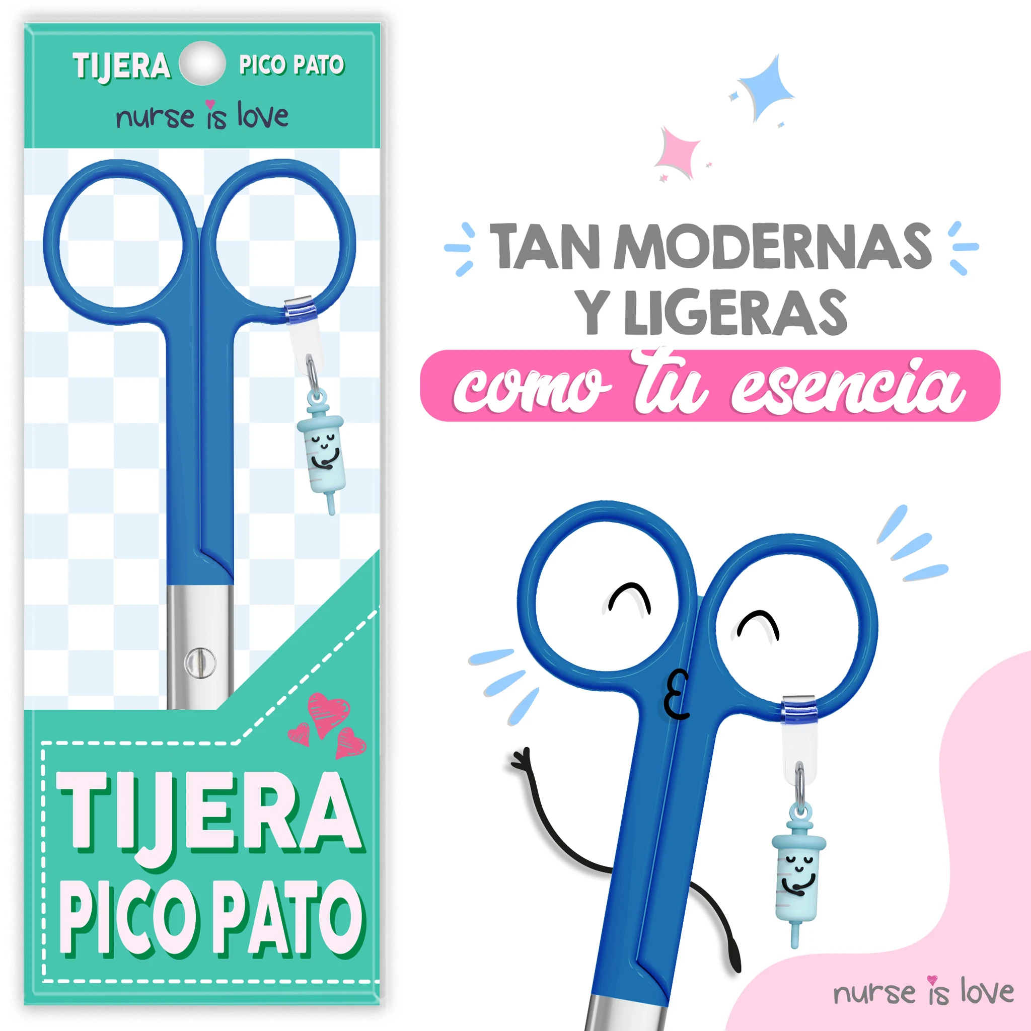 Tijeras Enfermería Pico de Pato Azul