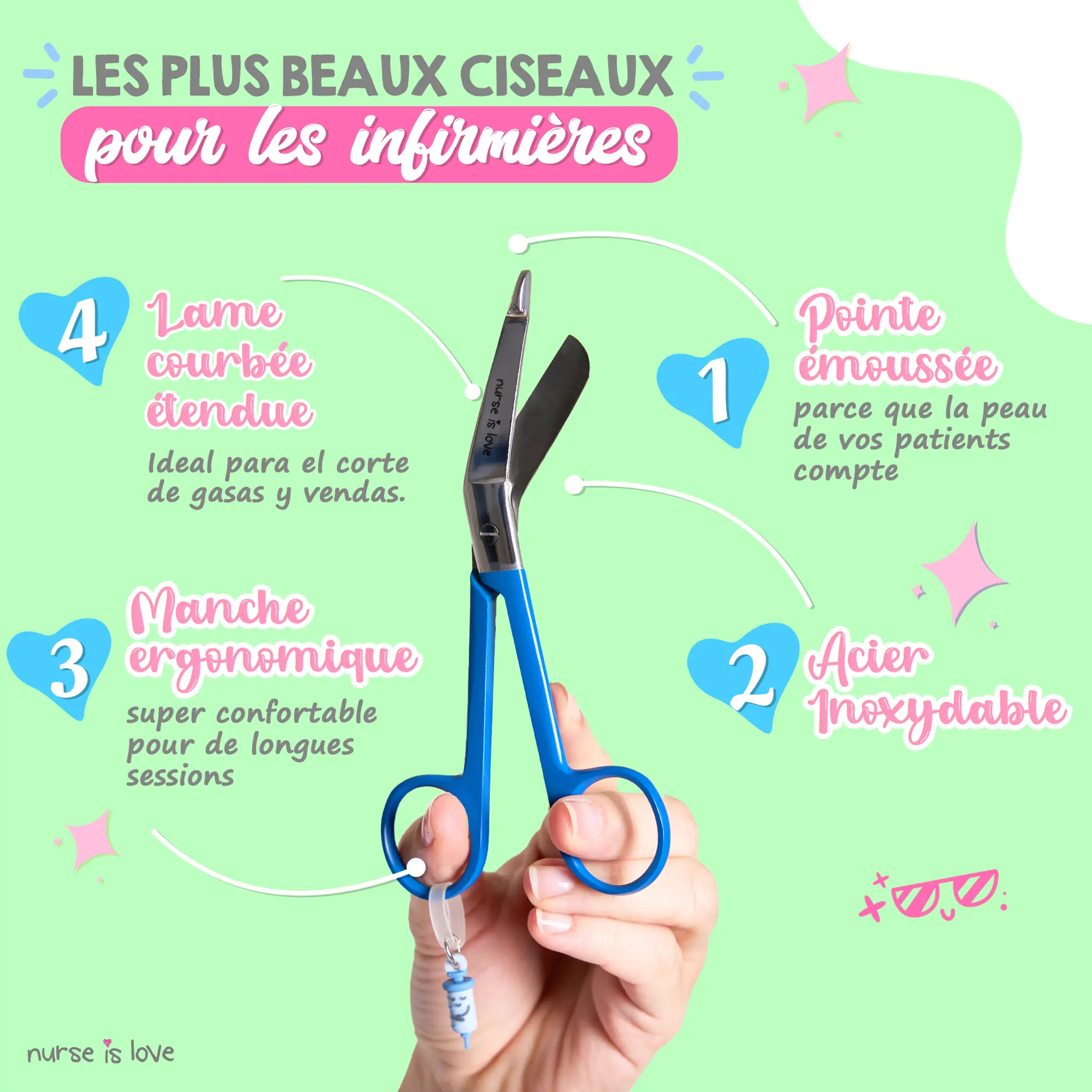 Ciseaux Infirmiers Bec de Canard Bleu