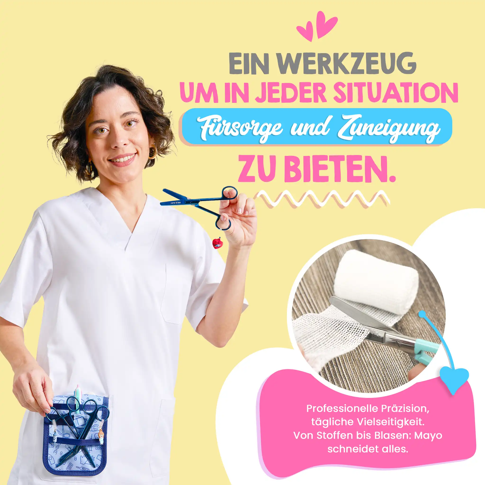 Pflege Schere Entenschnabel Chrom Blau
