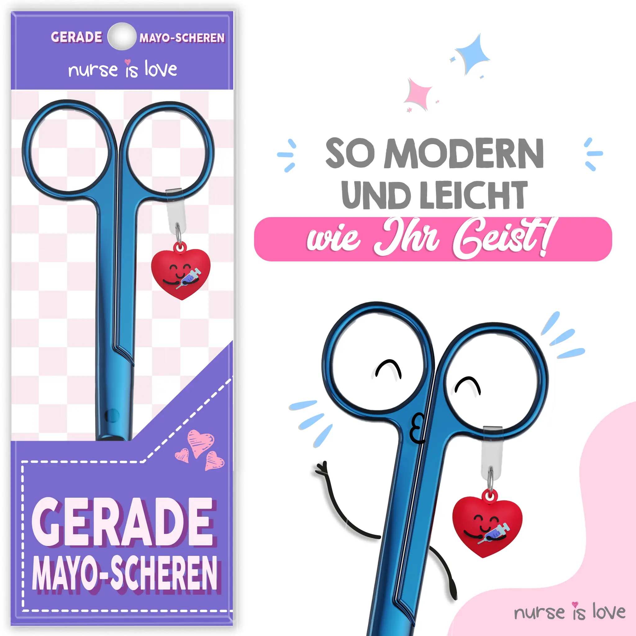 Pflege Schere Entenschnabel Chrom Blau