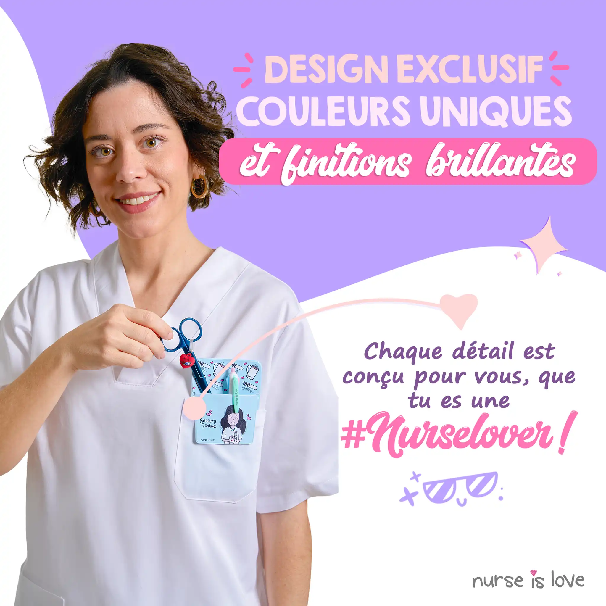 Ciseaux Infirmiers Bec de Canard Chromium Bleu