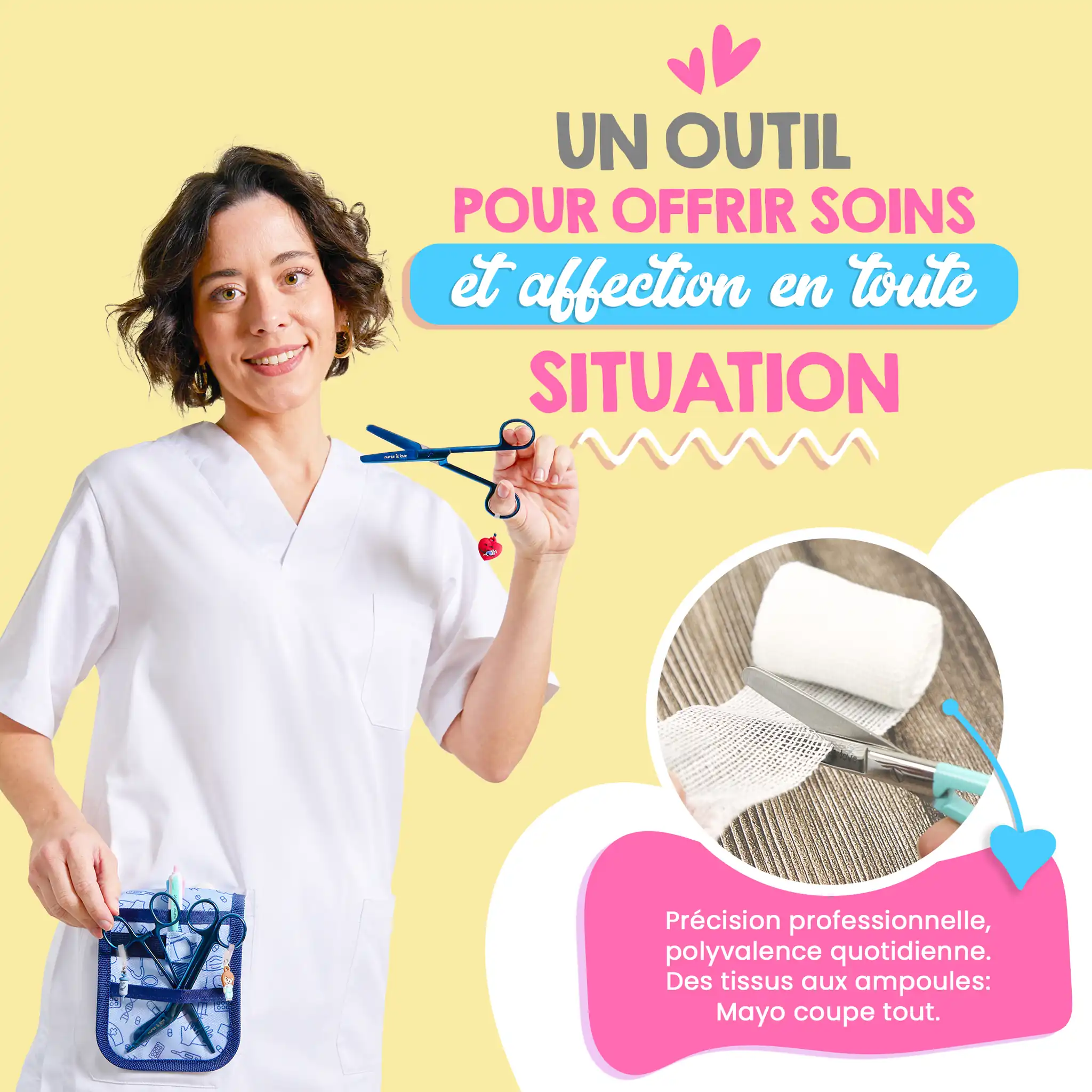 Ciseaux Infirmiers Bec de Canard Chromium Bleu