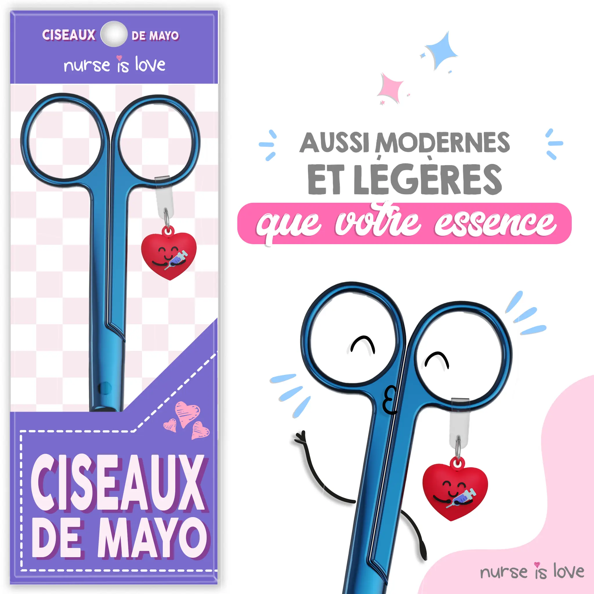 Ciseaux Infirmiers Bec de Canard Chromium Bleu