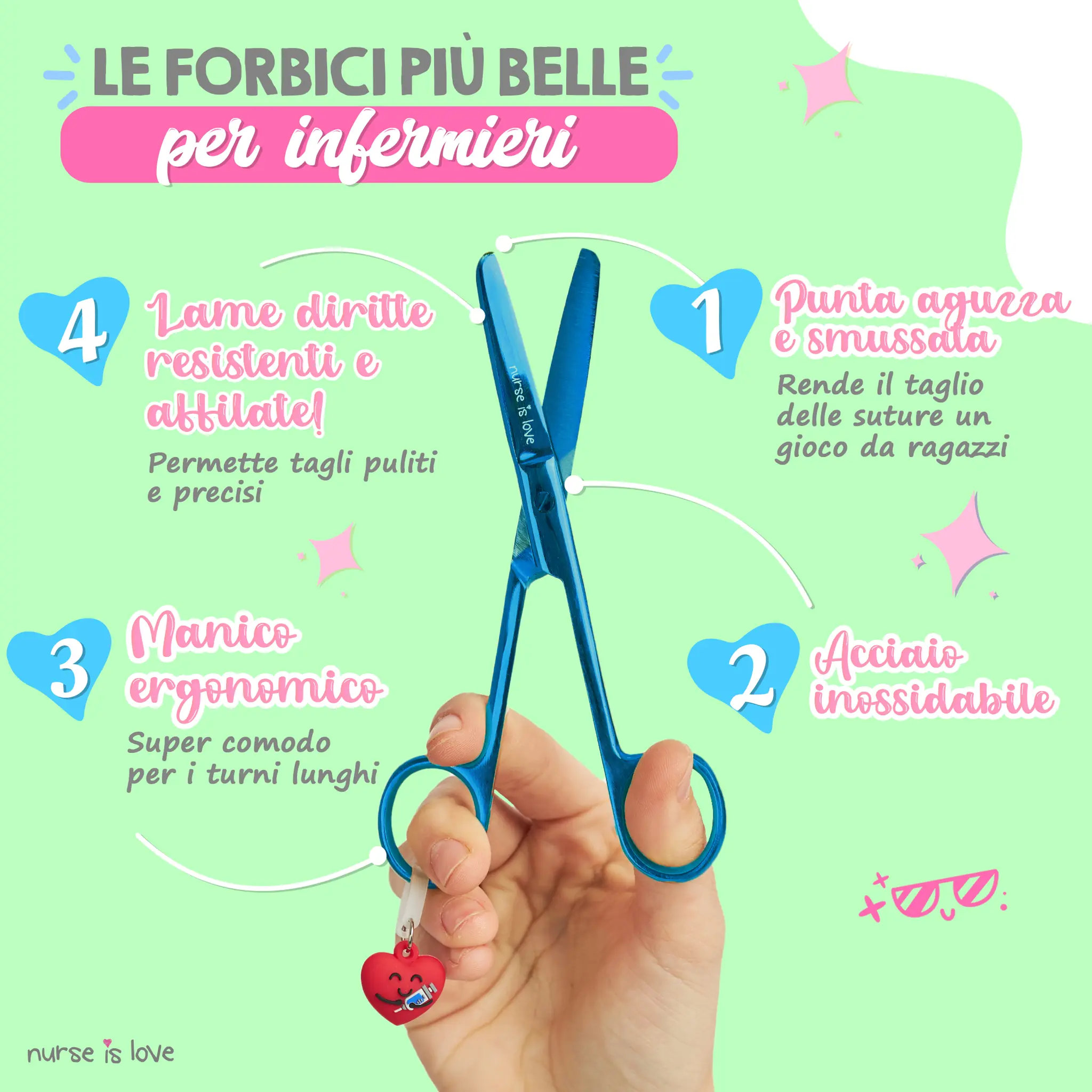 Forbici da Infermiera Becco d'Anatra Cromium Blu