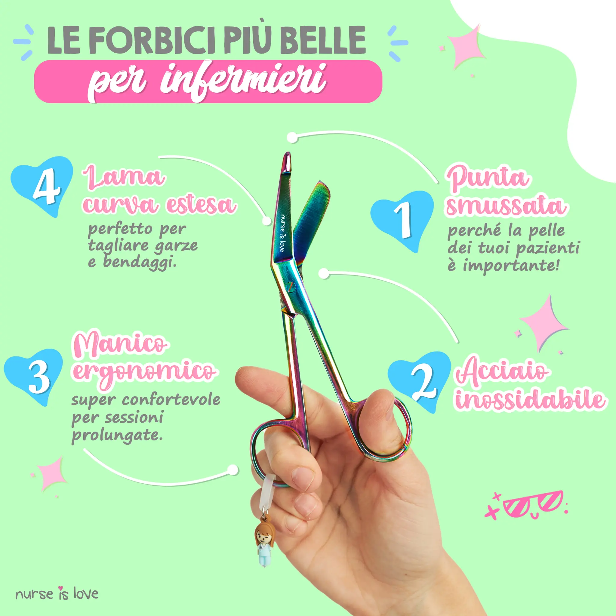 Forbici Infermieristiche Pico di Pato Cromium Verde