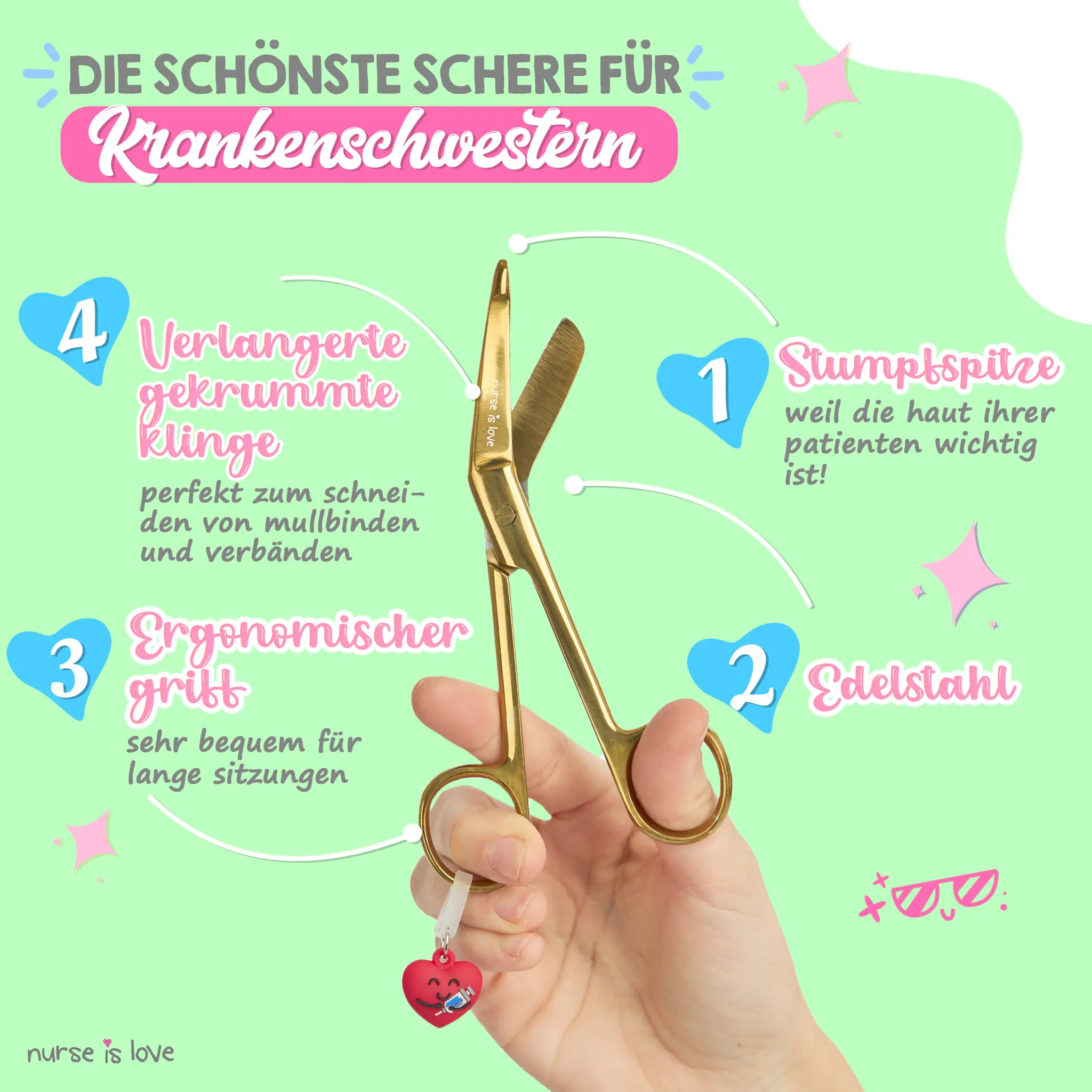 Pflegeschere Entenschnabel Gold
