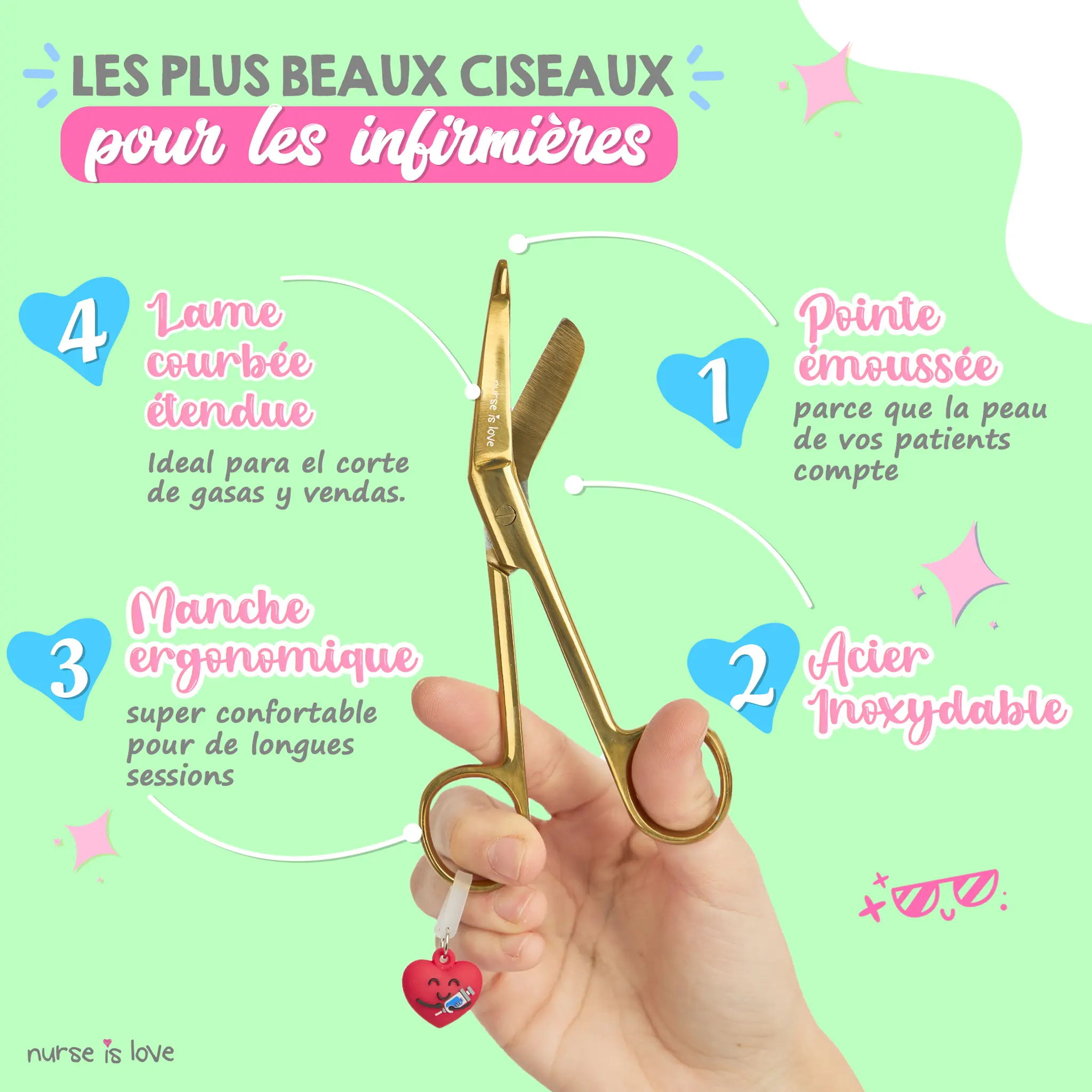 Ciseaux d’Infirmier à Bec de Canard Or